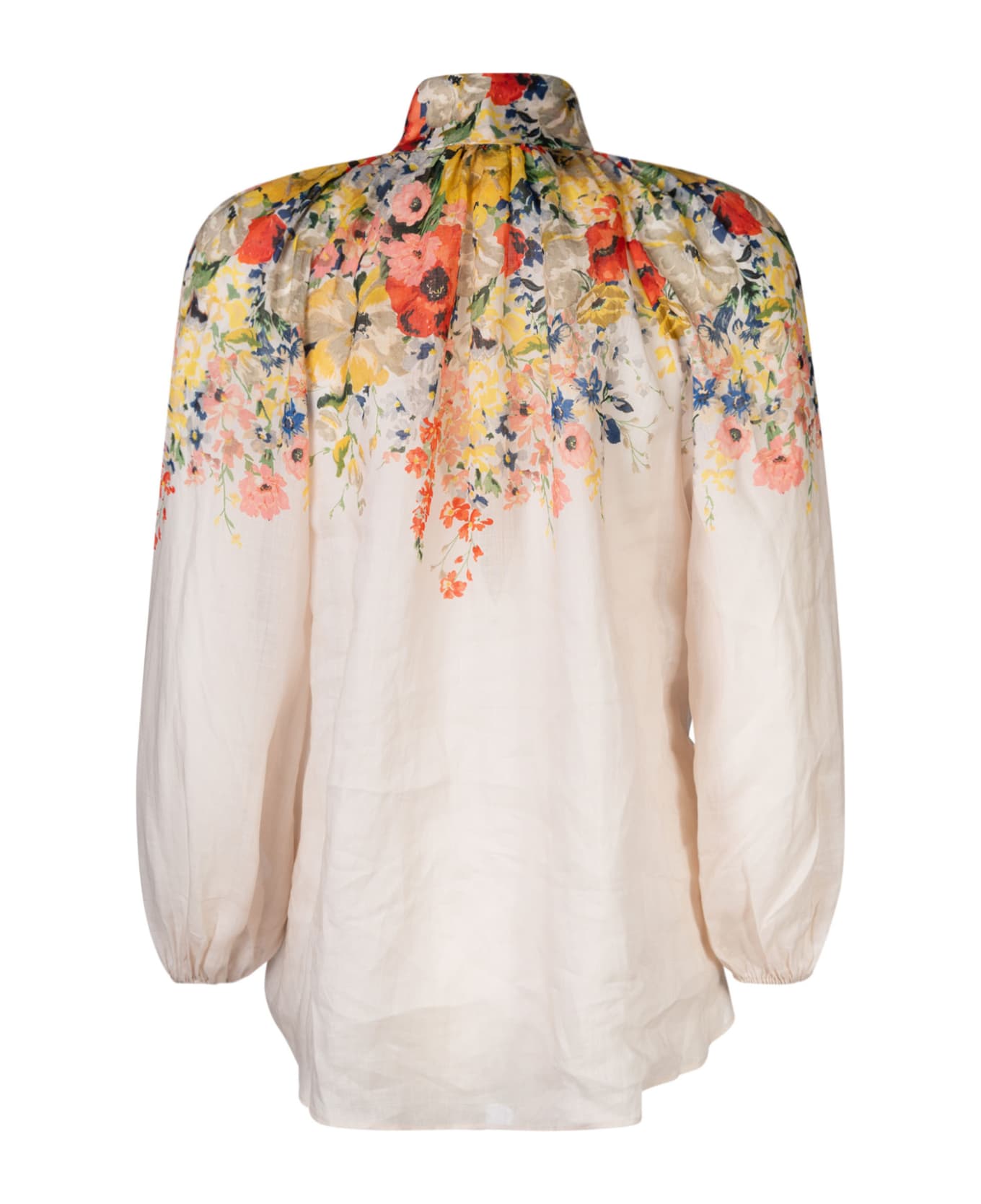 Zimmermann Floral High Neck Blouse - Ivory ブラウス