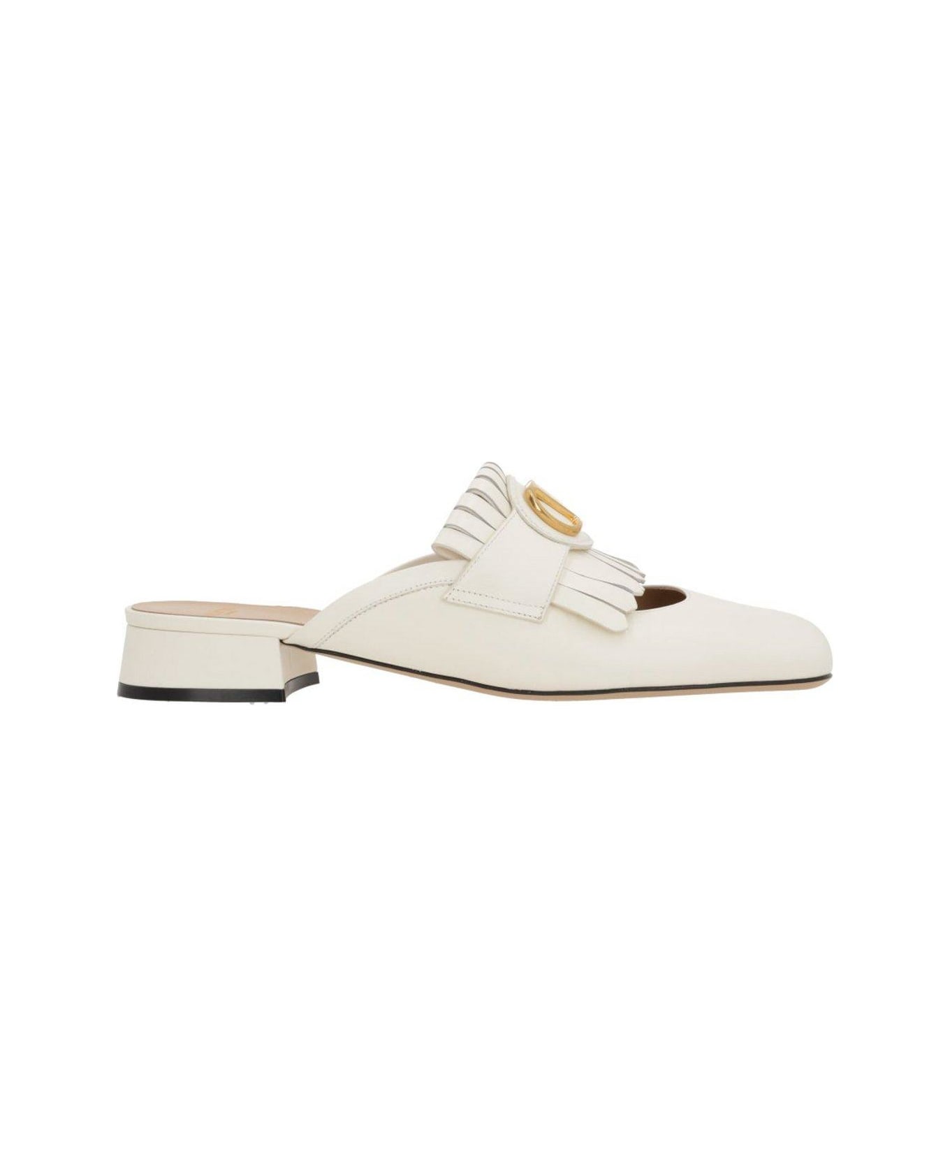 Valentino Garavani Vlogo Plaque Square Toe Sandals - Ivory