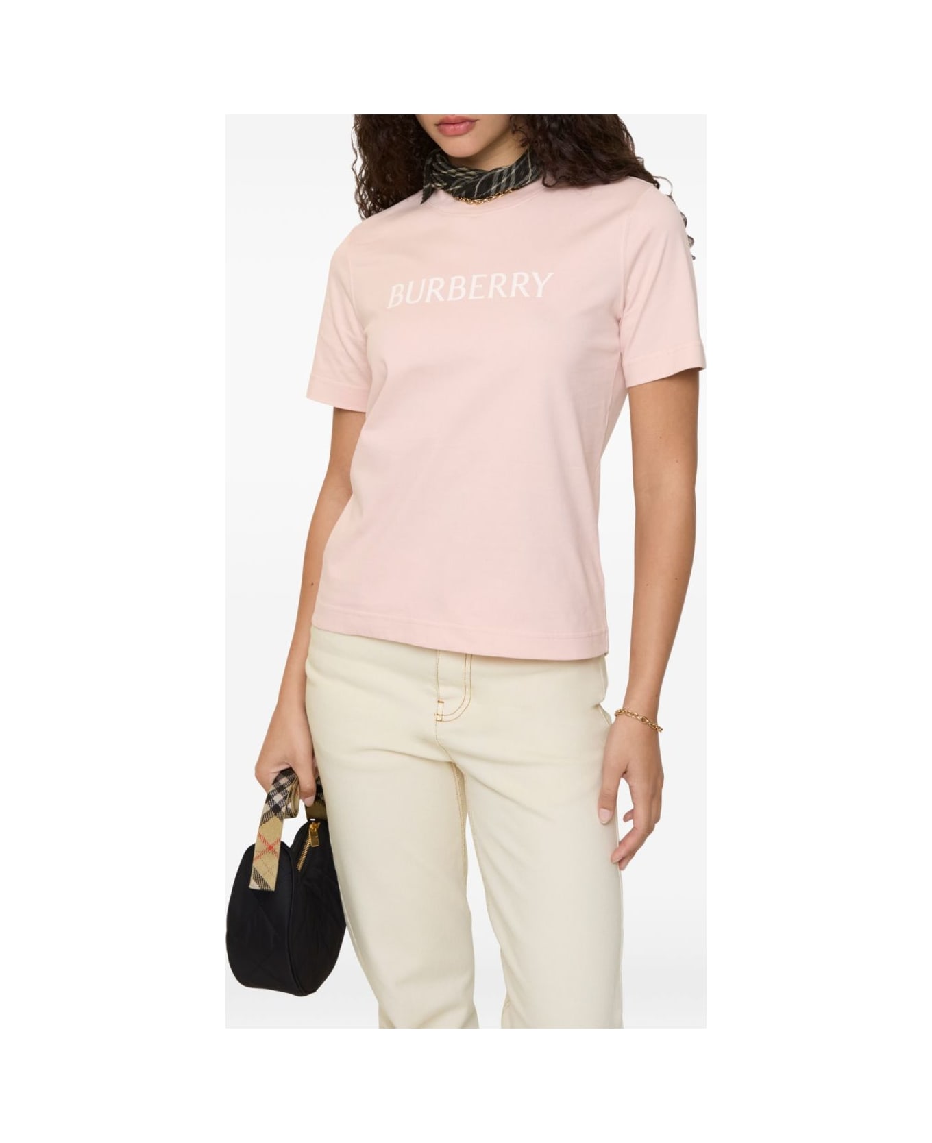 Burberry Logo Cotton T-shirt - Lilac