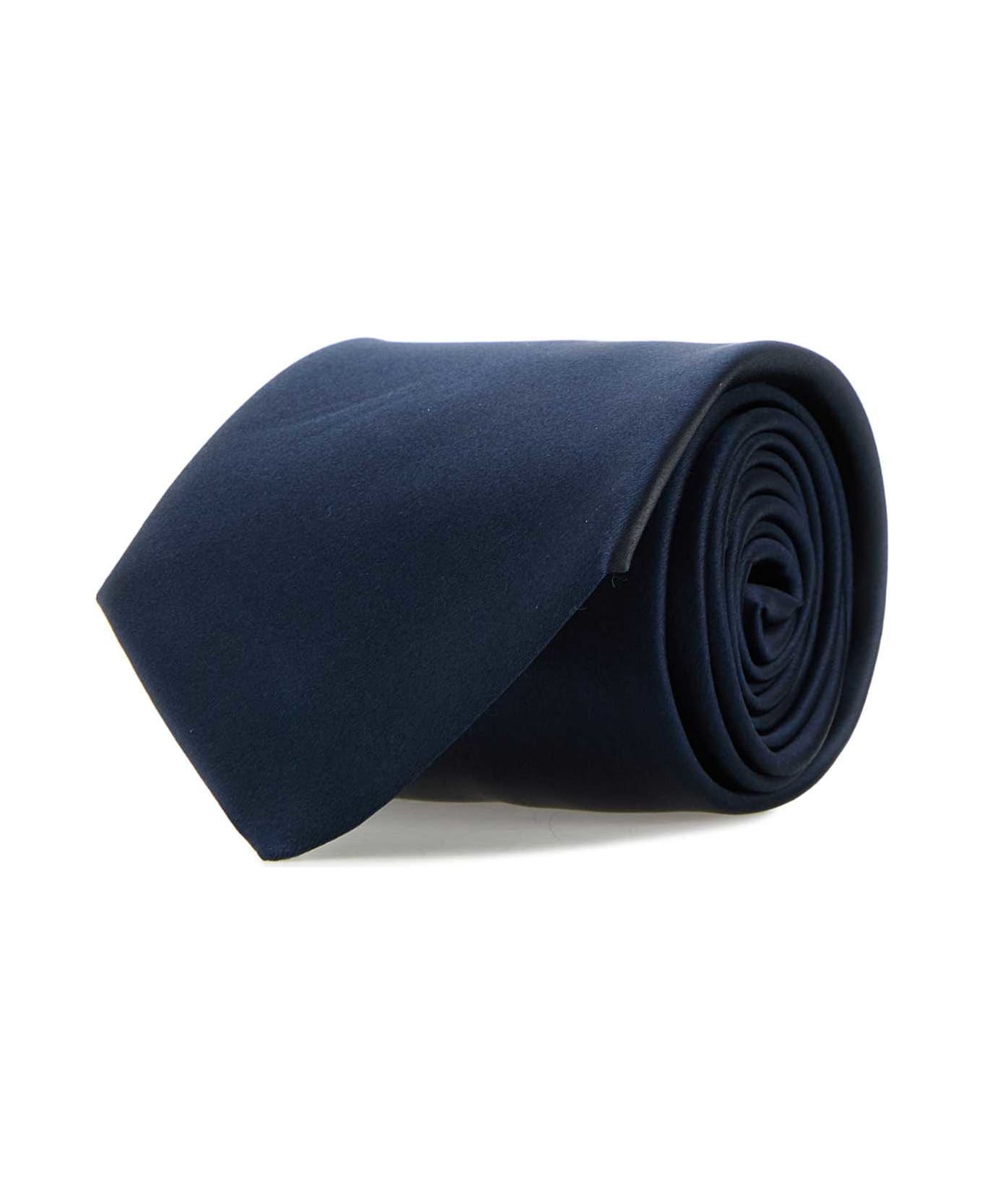 Saint Laurent Navy Blue Satin Tie - NAVY
