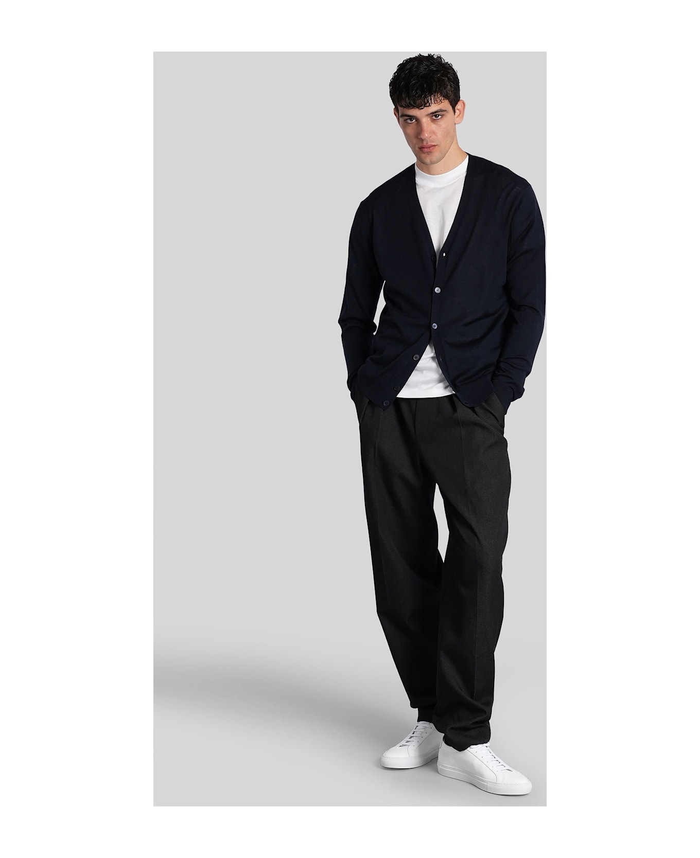 Ballantyne Cardigan In Blue Wool - blue