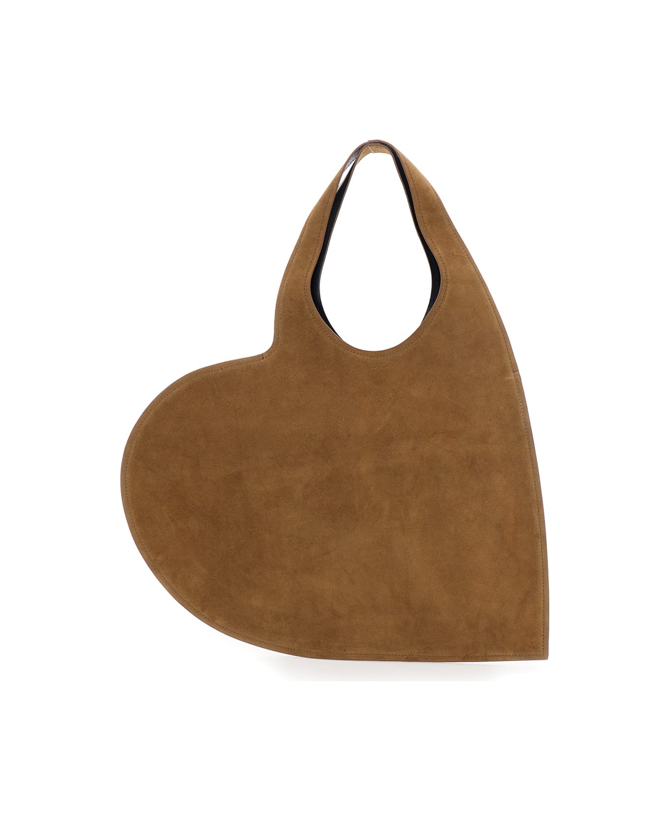 Coperni Brown Heart Shaped Shoulder Bag With Cut-out On The Handle In Suede Woman - Brown