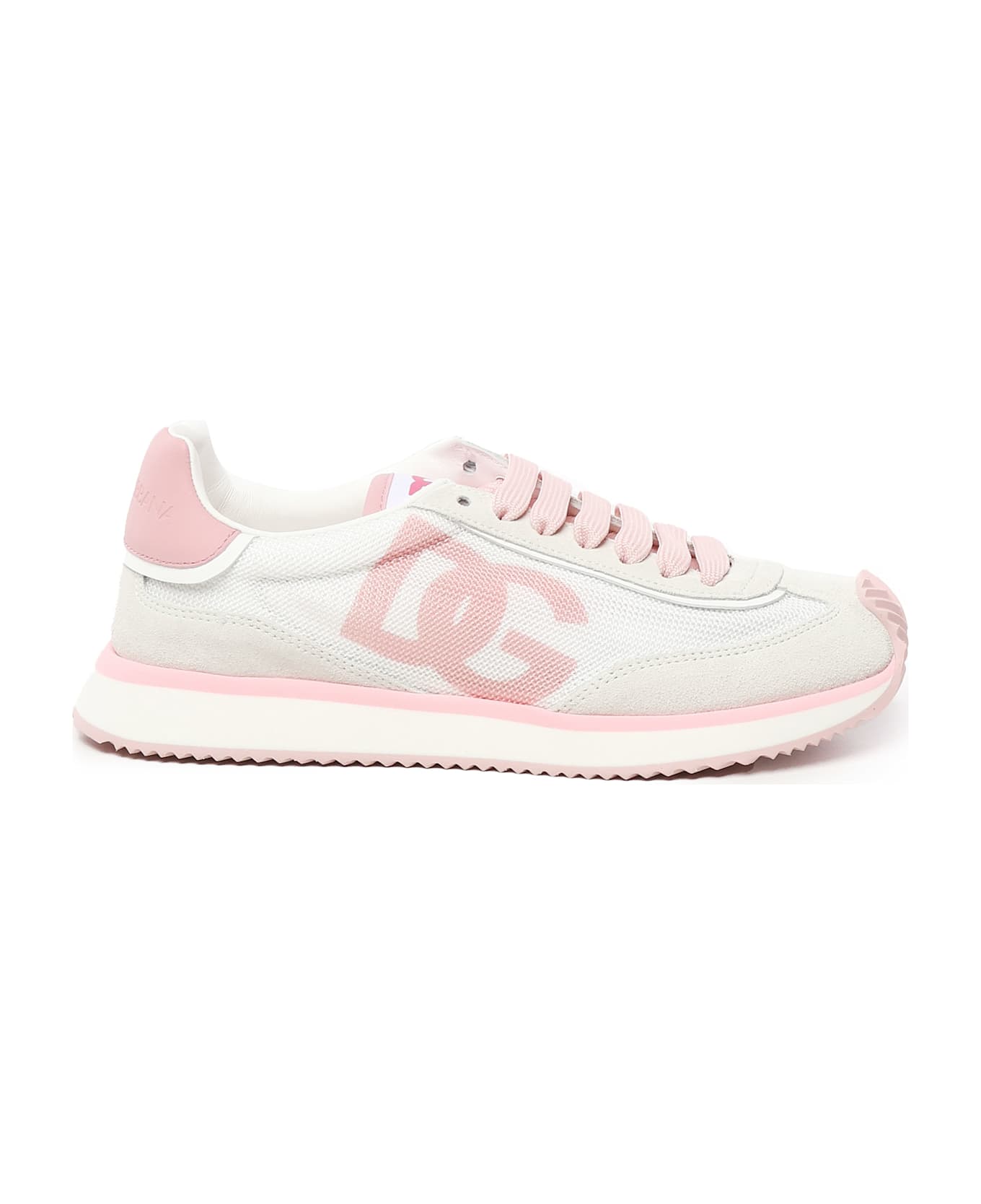 Dolce & Gabbana Sneaker Dg Cushion In Mix Di Materiali - WHITE, pink