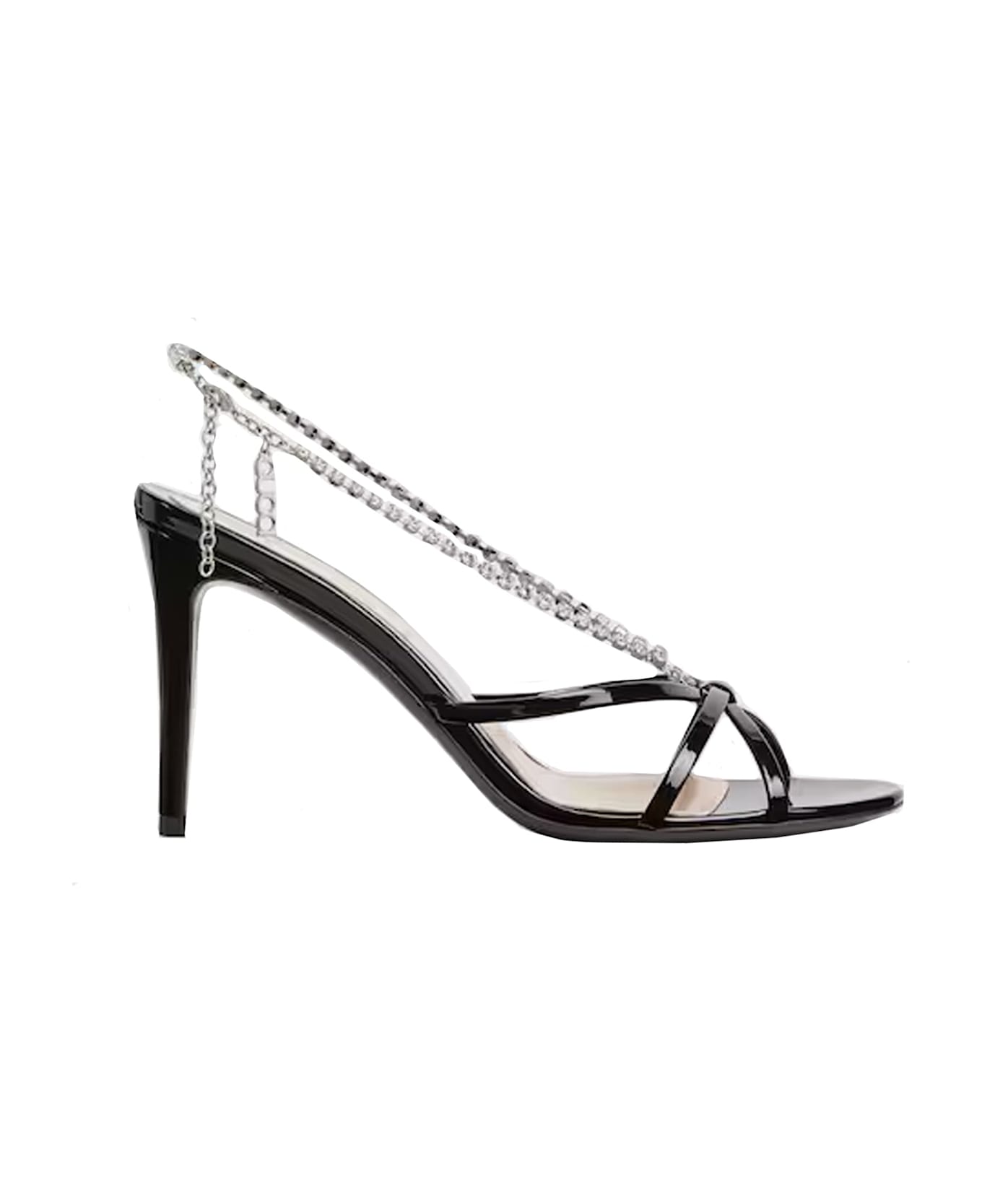 Gucci Crystal Chain Sandals - Black