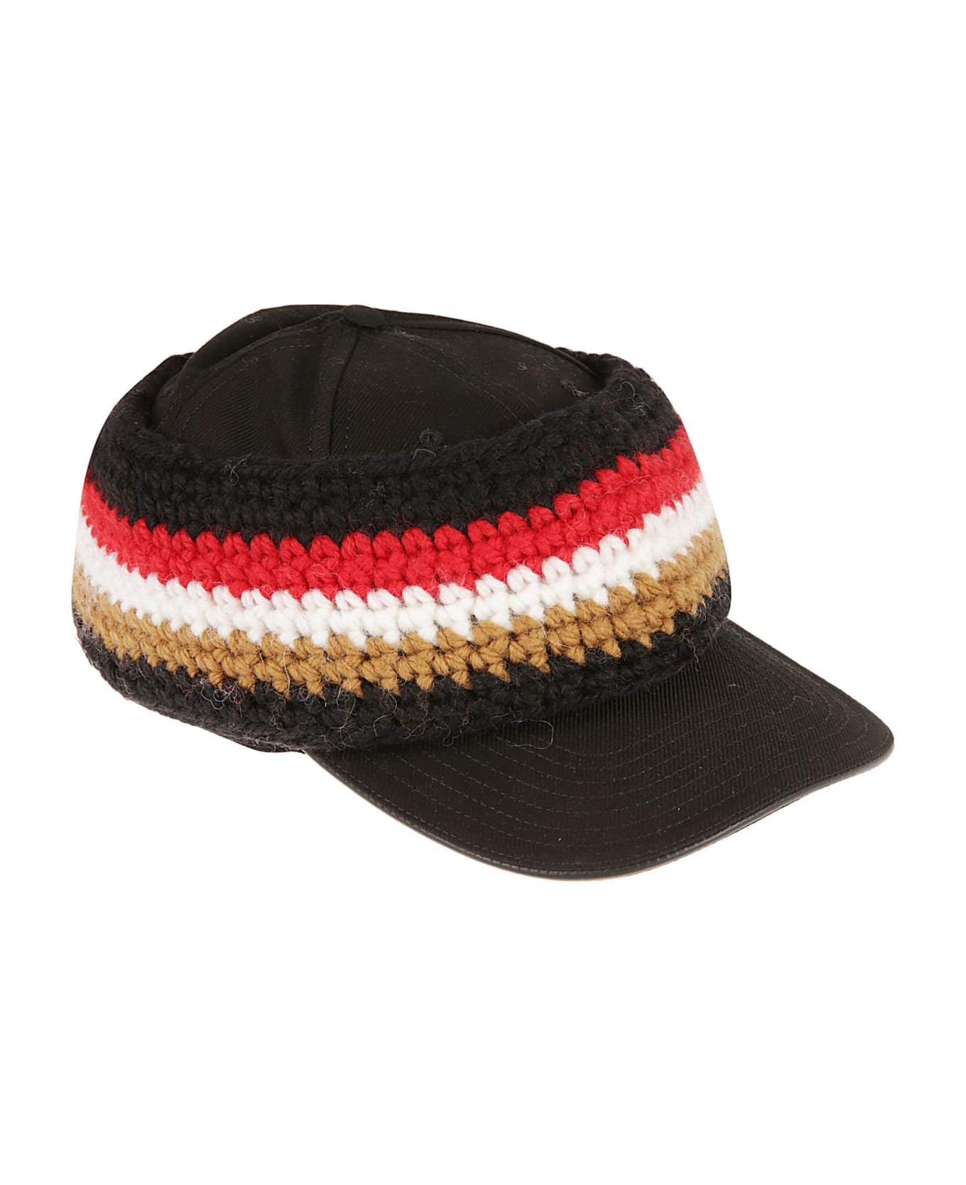 Burberry Stripe Knit Headband Baseball Cap - Black