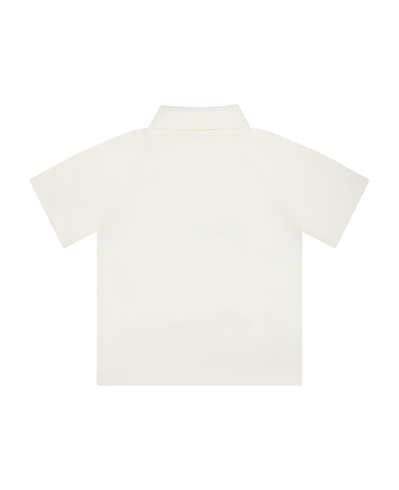 Gucci White Polo Shirt For Babies With Web Detail And Logo - White