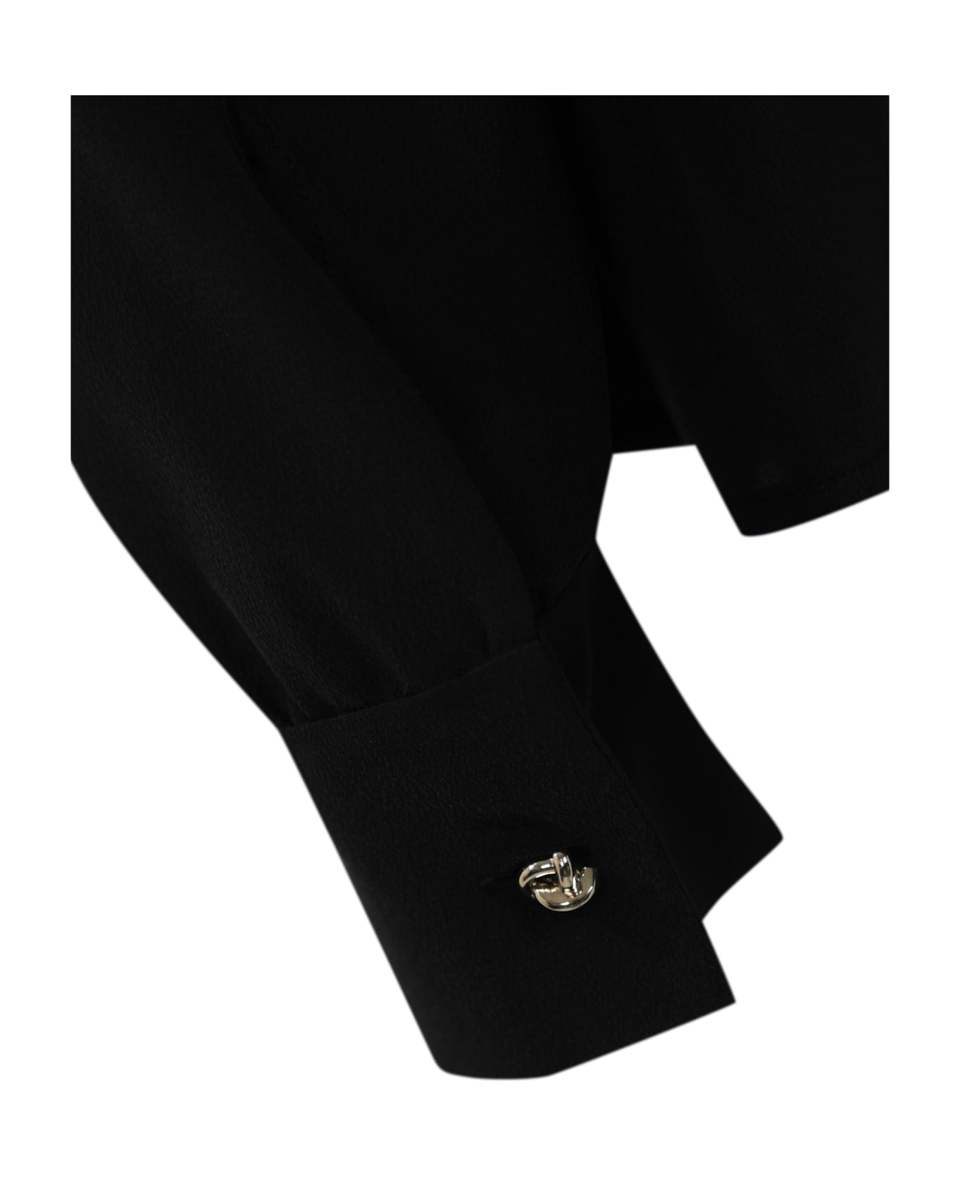 Max Mara Studio Gaia Silk Shirt With Bow - Nero