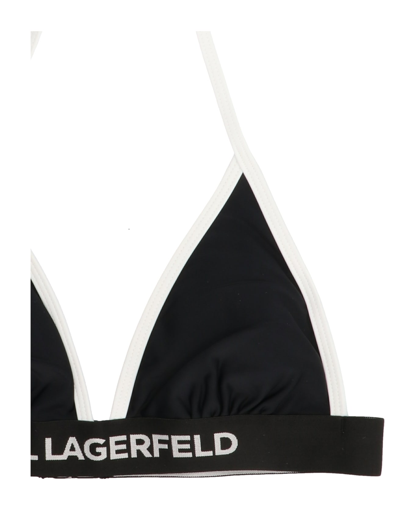 Karl Lagerfeld 'karl' Logo Bikini Top - White/Black