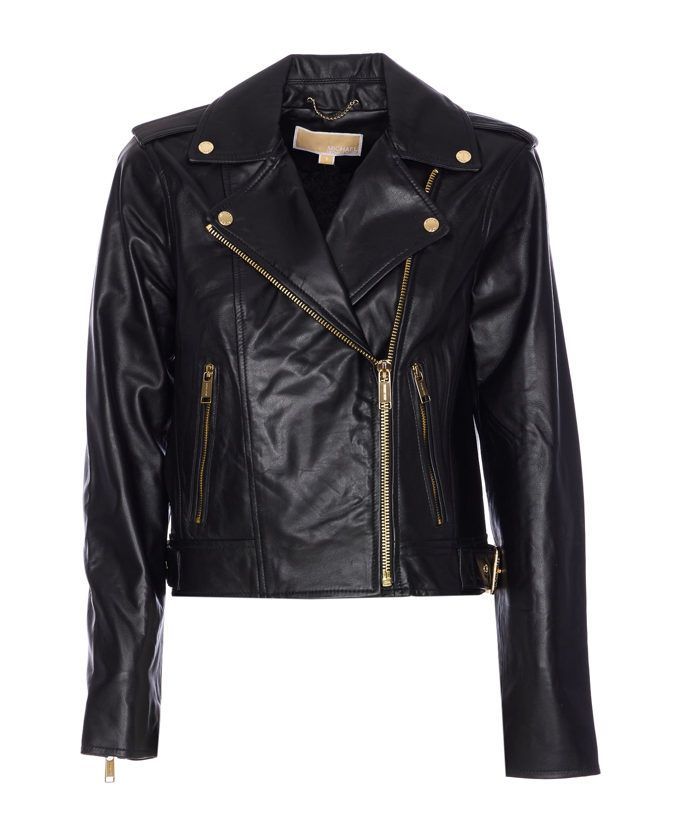 Michael Kors Leather Moto Jacket - Black