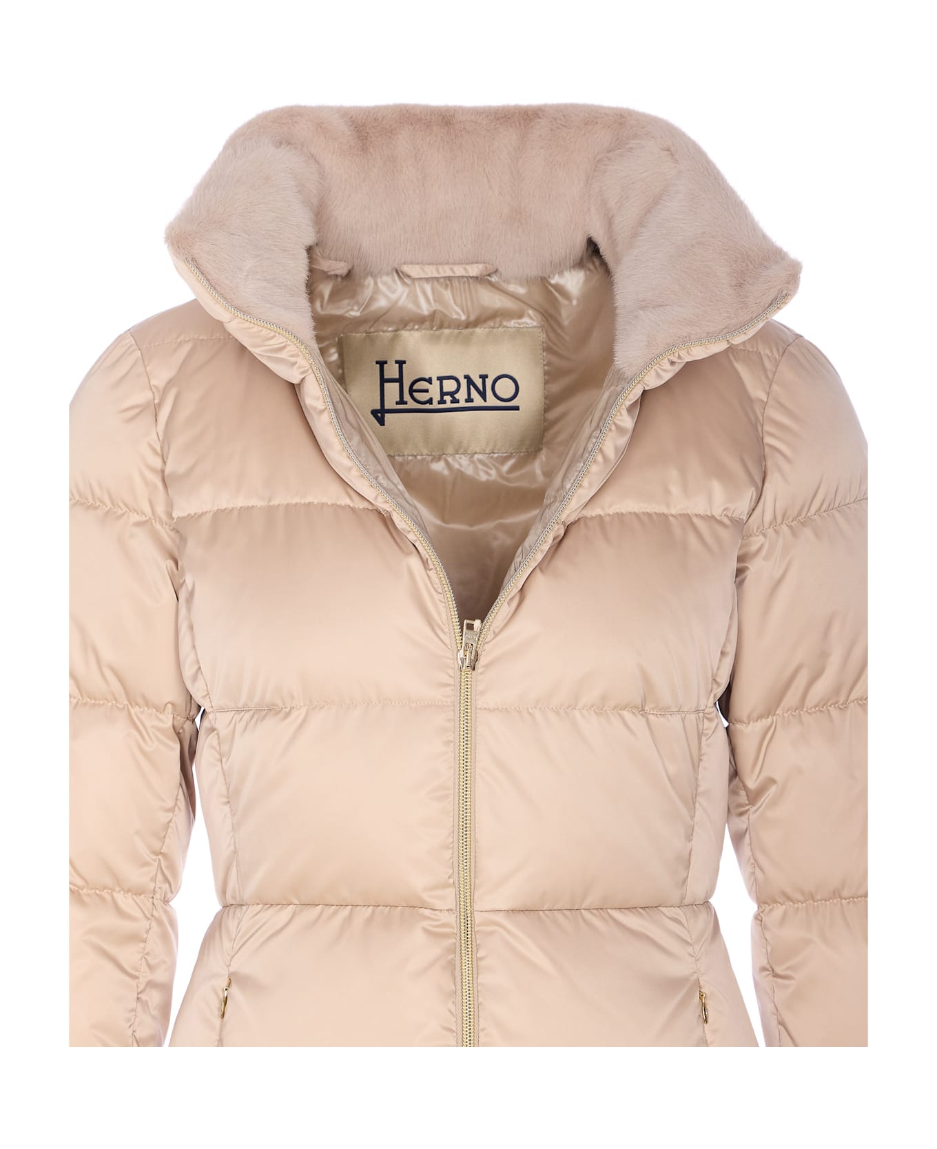 Herno Medium Satin Down Jacket - Beige