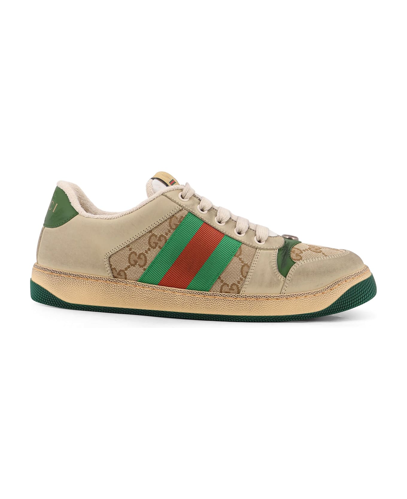 Gucci Screener Gg Low-top Vintage Leather Sneakers - White