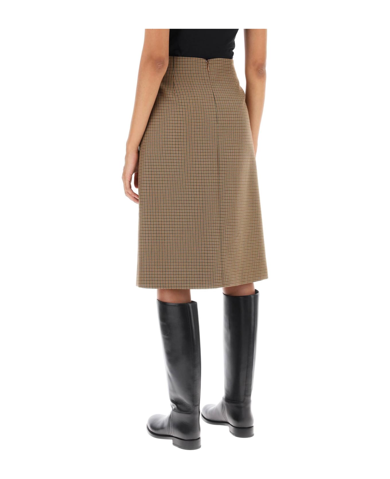 Bally Houndstooth A-line Skirt With Emblem Buckle - MULTIDESERTO 50 (Beige) スカート