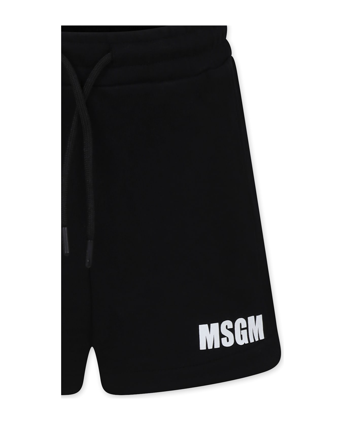 MSGM Black Shorts For Girl With Logo - Black