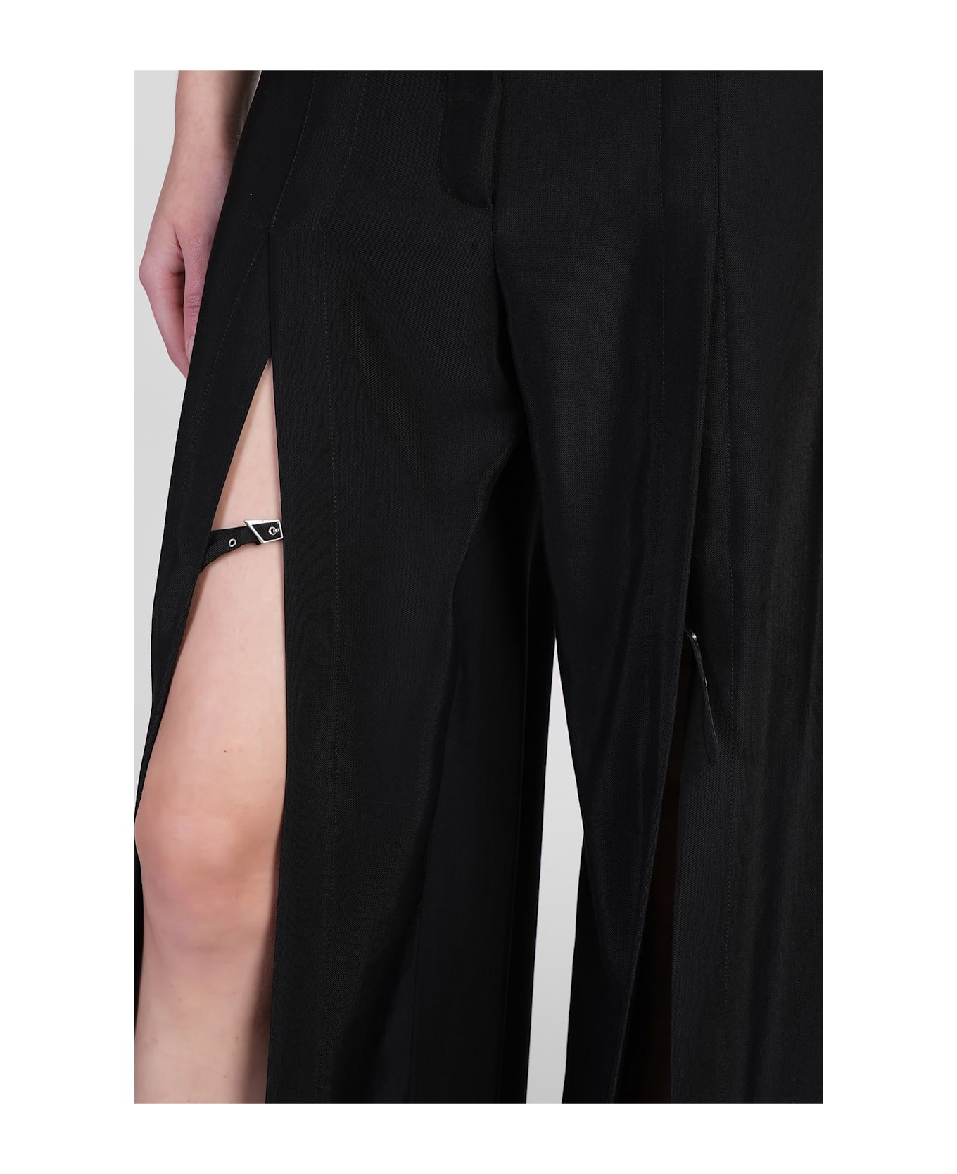 Mugler Pants In Black Viscose - black