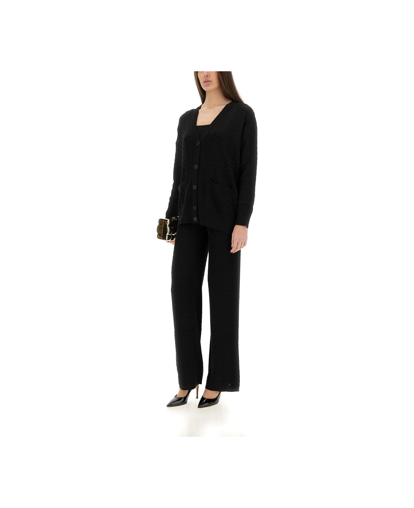 Missoni Chevron Pattern Cardigan - BLACK