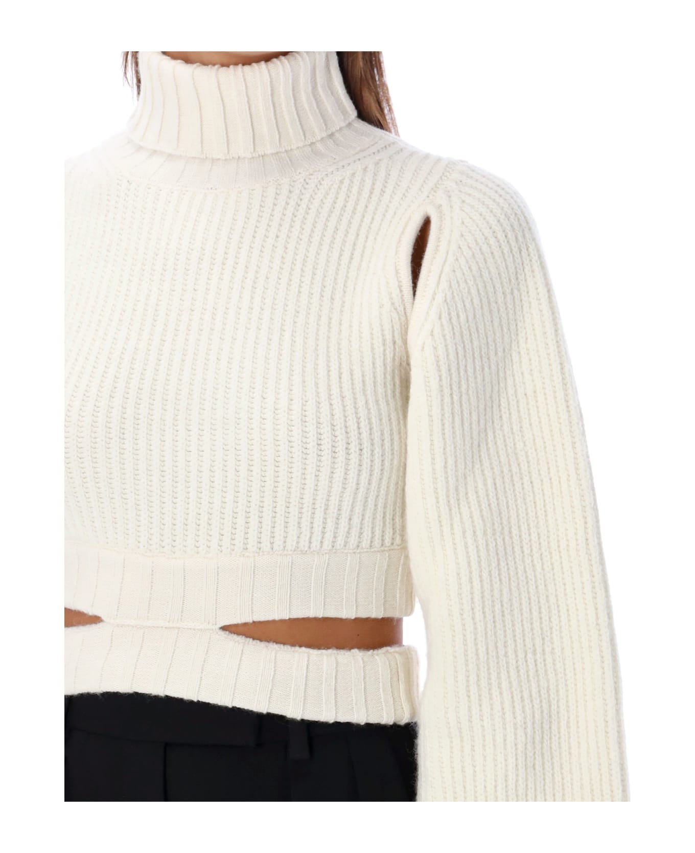ANDREĀDAMO Cropped Knit Sweater - IVORY