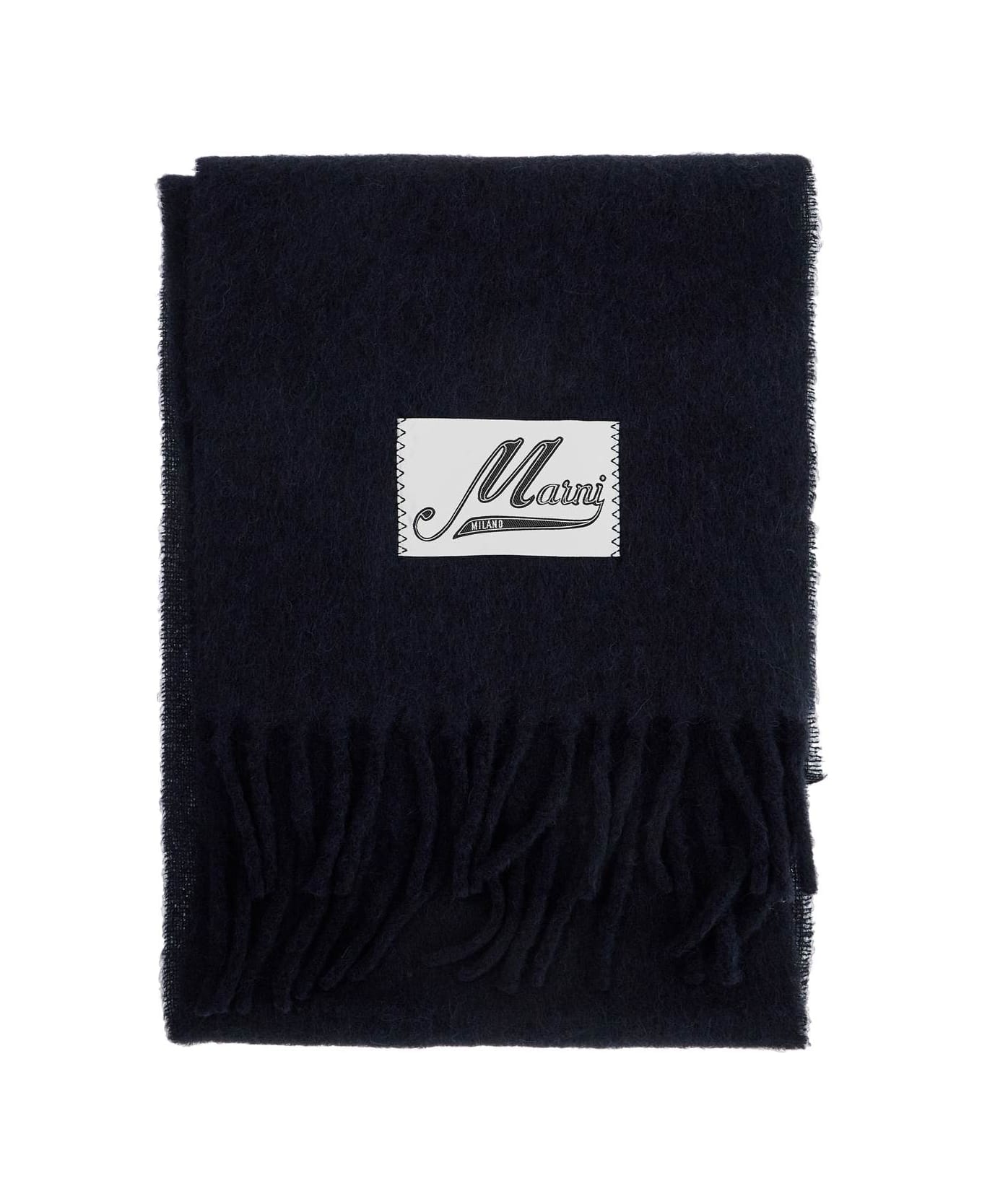 Marni Midnight Blue Alpaca Blend Scarf - BLUBLACK