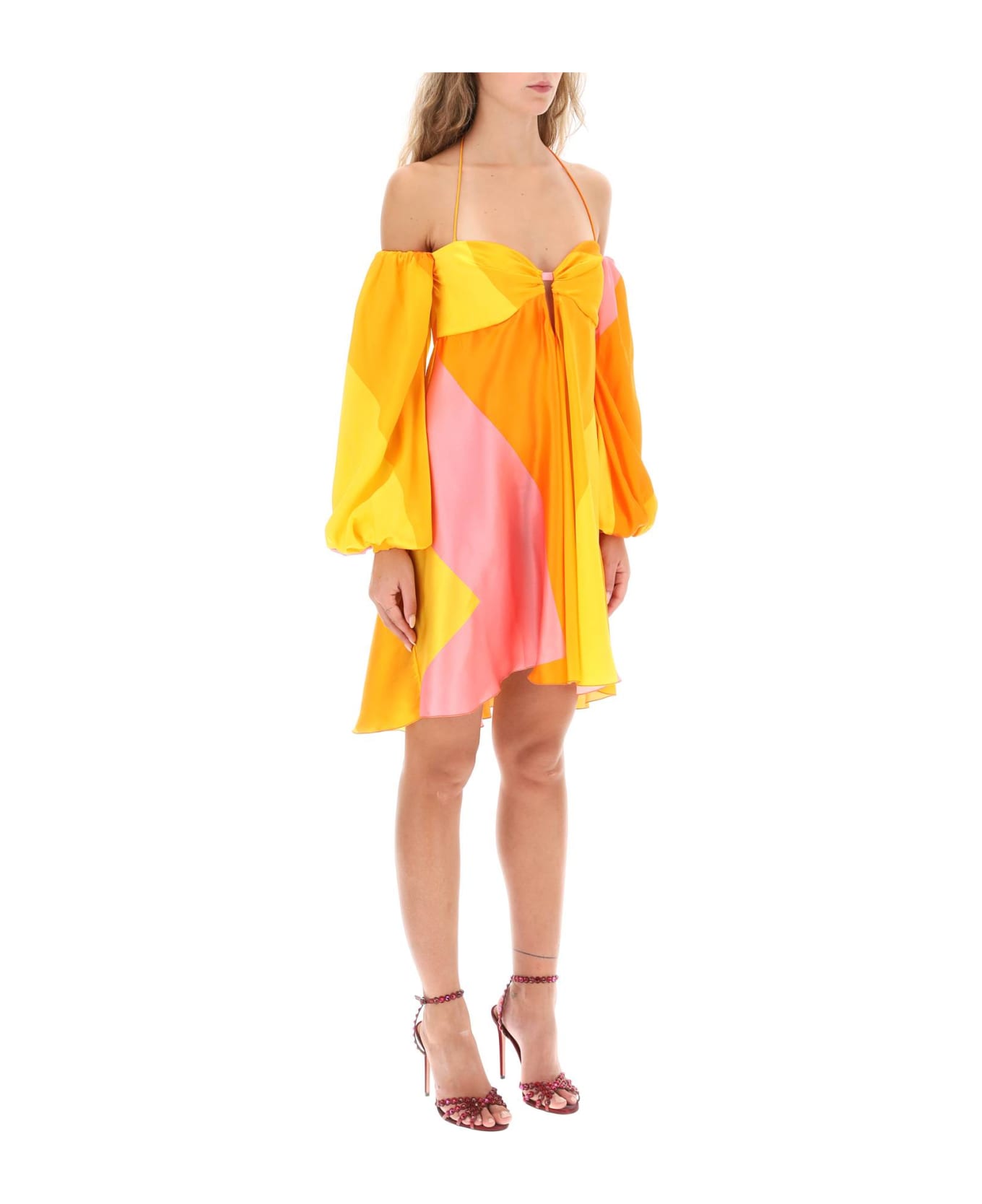 Raquel Diniz Andressa Silk Satin Mini Dress - PINK SHADES (Orange) ブラウス