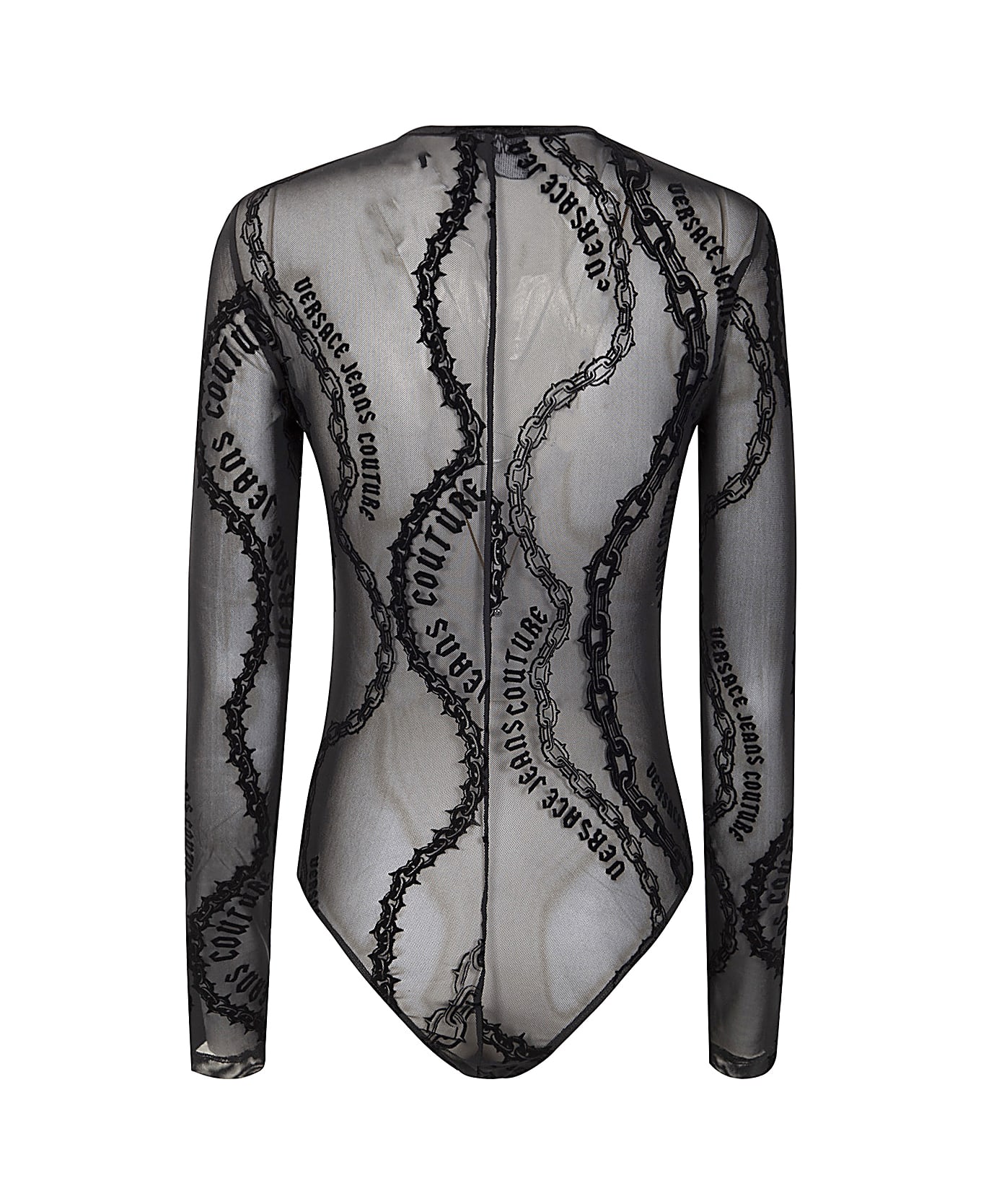 【送料&関税込】Versace Viscose Bodysuit Versace Stretch Viscose Bodysuit with Jewel Detail women