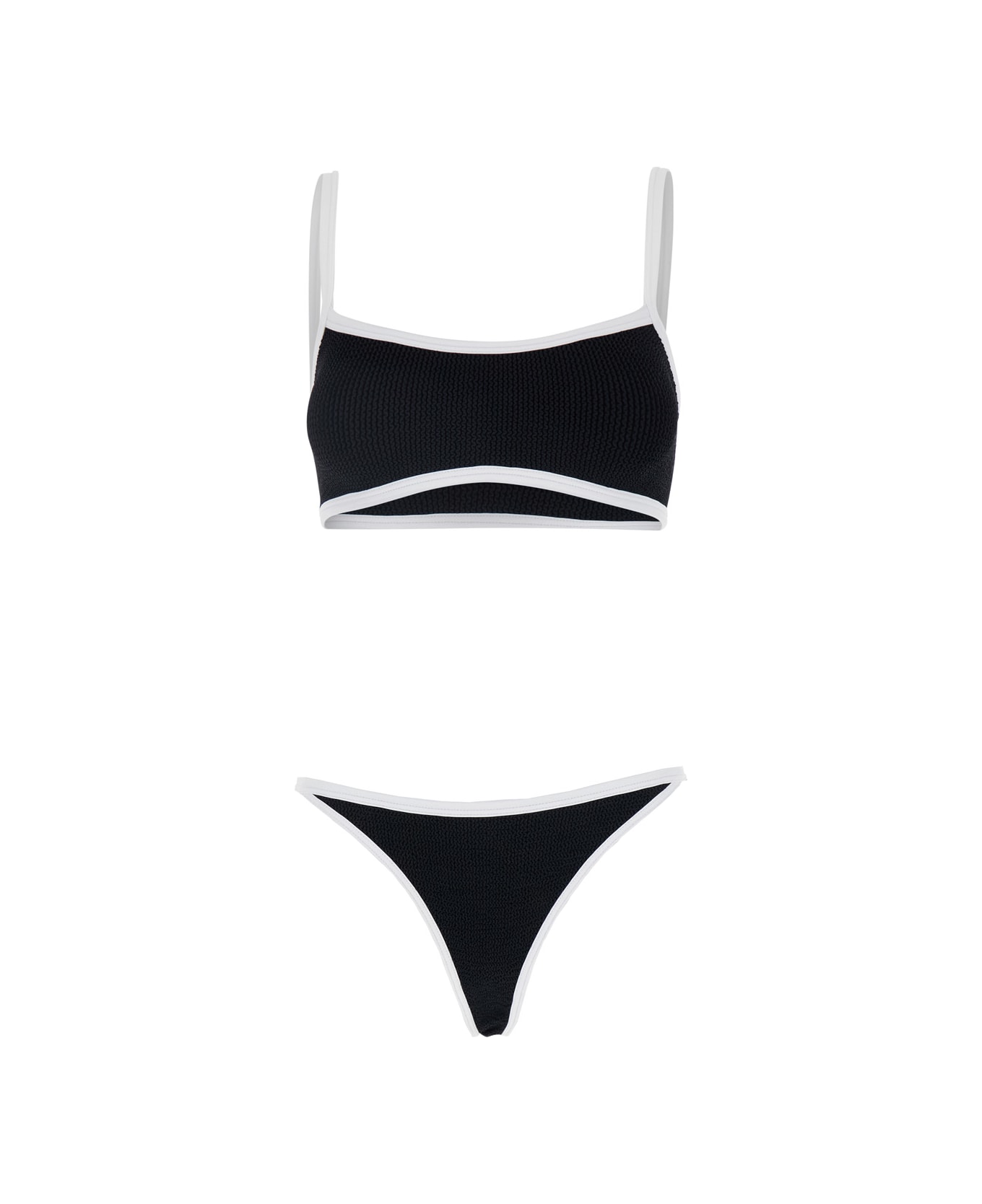 Hunza G 'tyler' Black Bikini With Contrasting Edges In Knitted Fabric Woman - Black