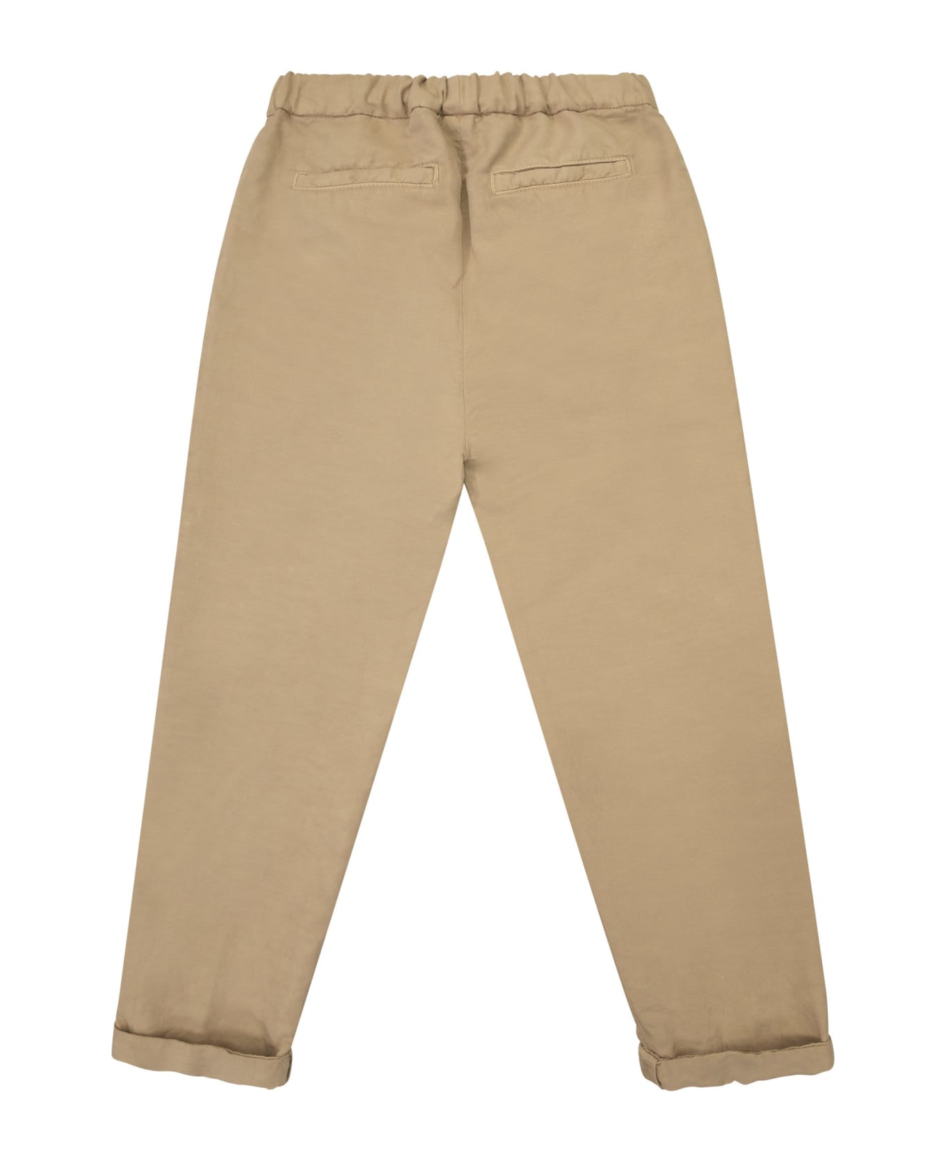 Brunello Cucinelli Garment Dyed Linen And Twisted Cotton Gabardine Trousers With Drawstring - Beige