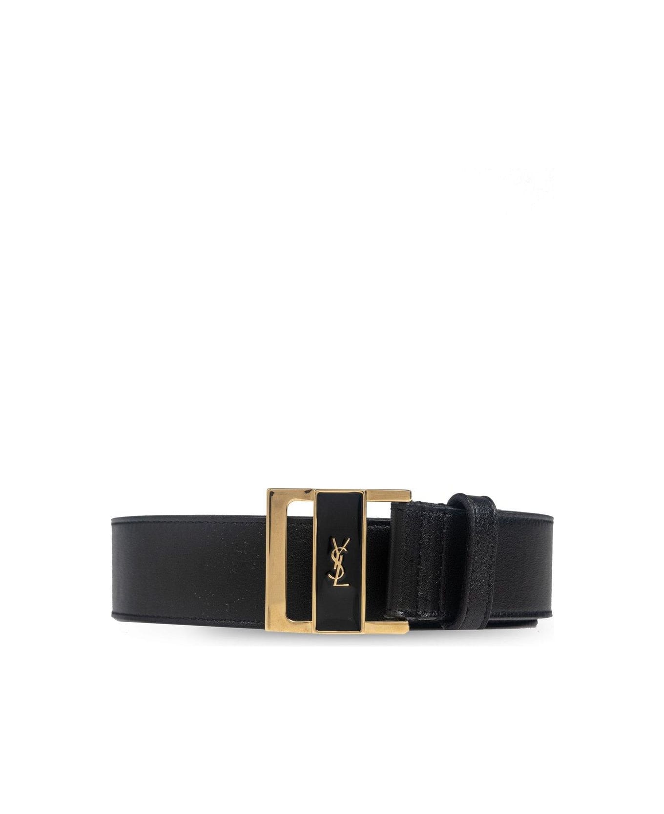 Saint Laurent Gio Logo Plaque Belt - Nero