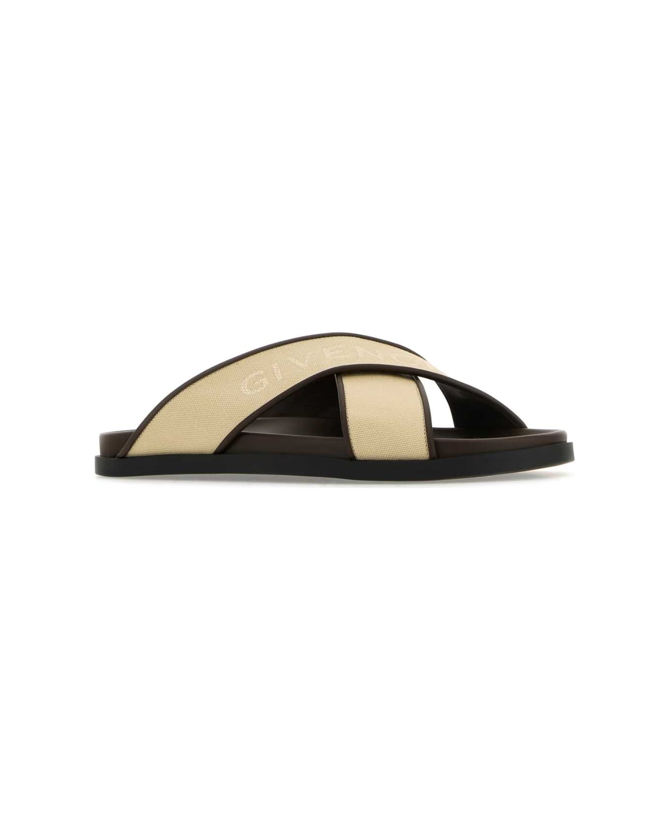 Givenchy Sand Canvas G Plate Slippers - BEIGE