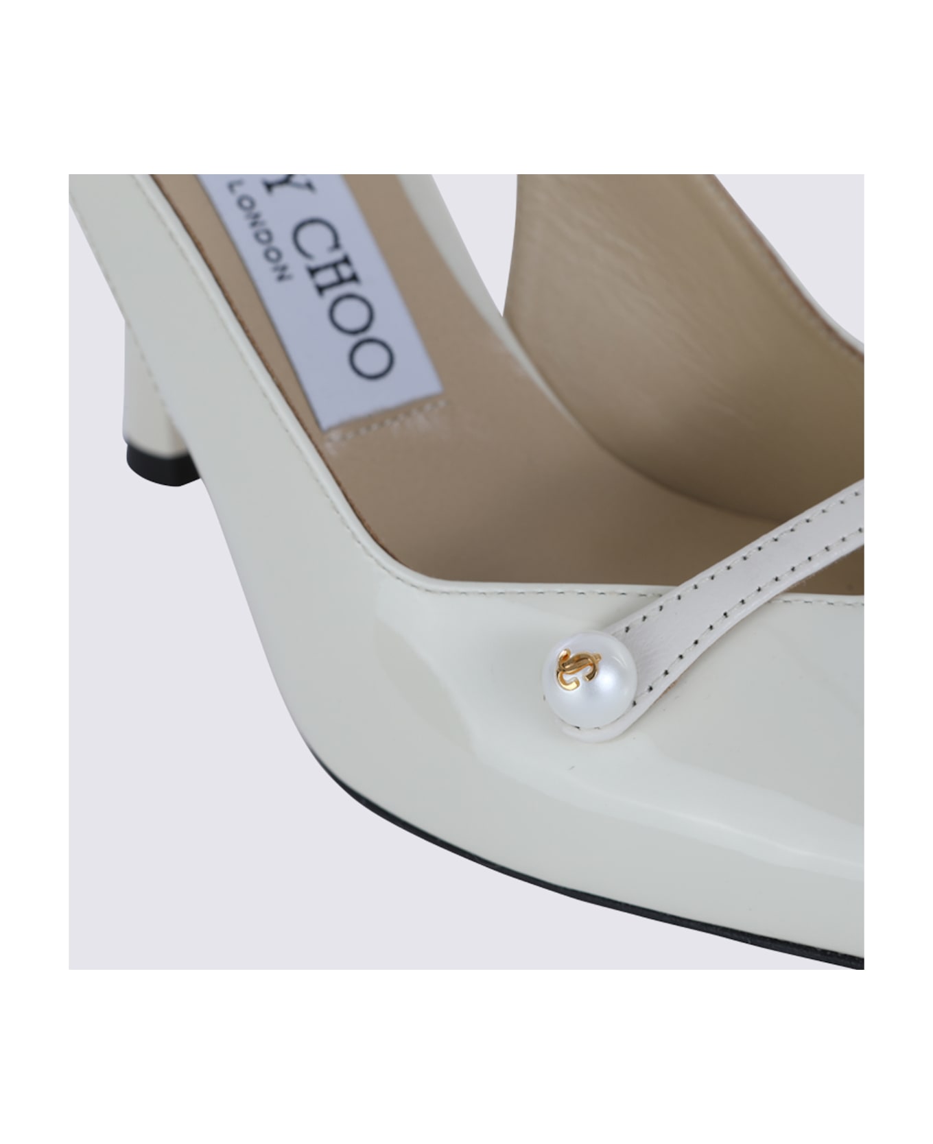 Jimmy Choo White Leather Amita Pumps - LATTE/BLACK