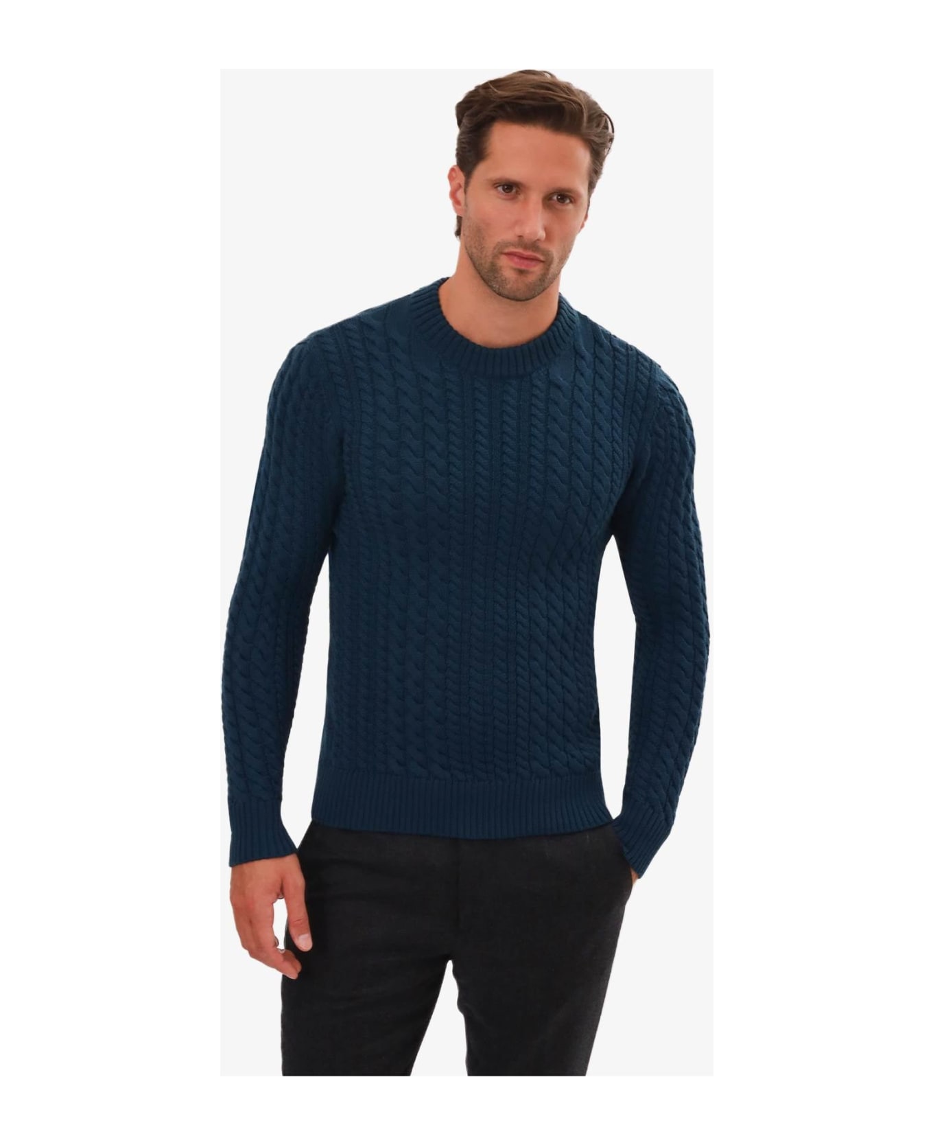 Larusmiani Cable Knit Sweater 'col Du Pillon' Sweater - Teal