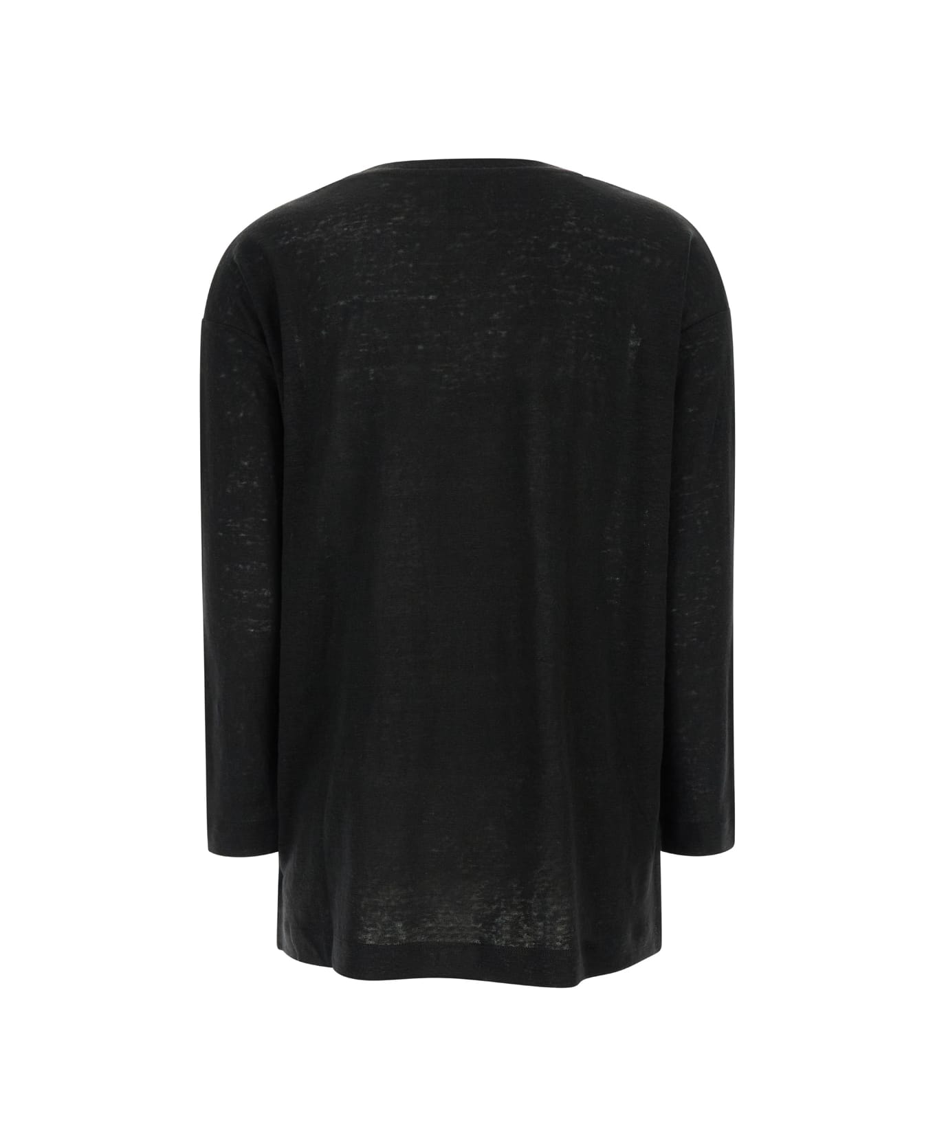 Allude Black Shirt With Boart Neckline In Linen Woman - Black