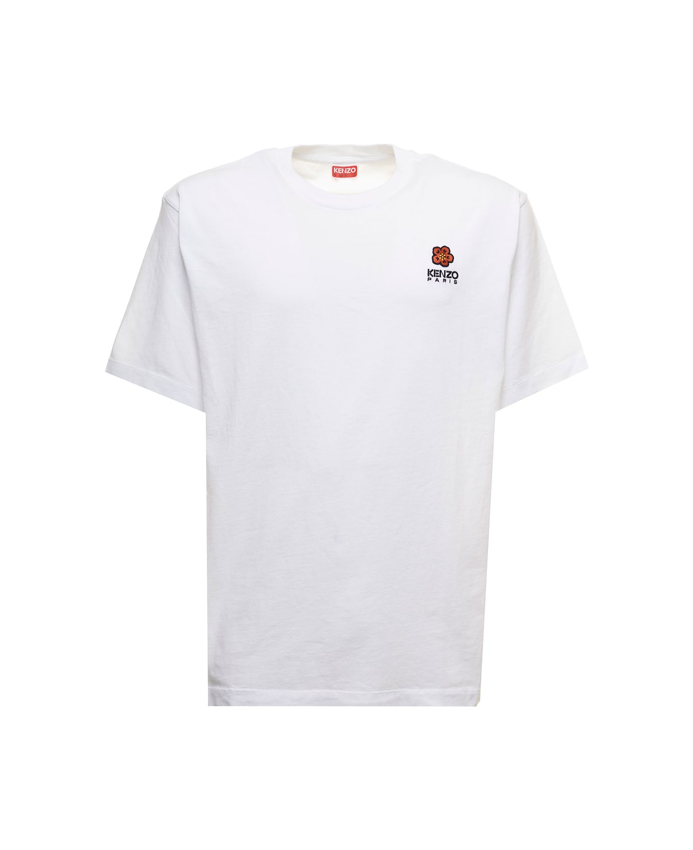 Kenzo White Cotton T-shirt With Embroidered Back Logo Kenzo Man - White