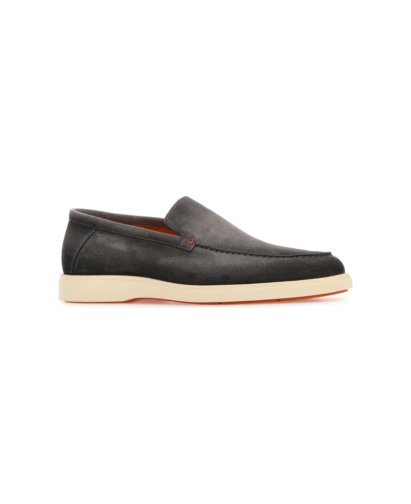 Santoni Grey Suede Botanist Loafers - GREY
