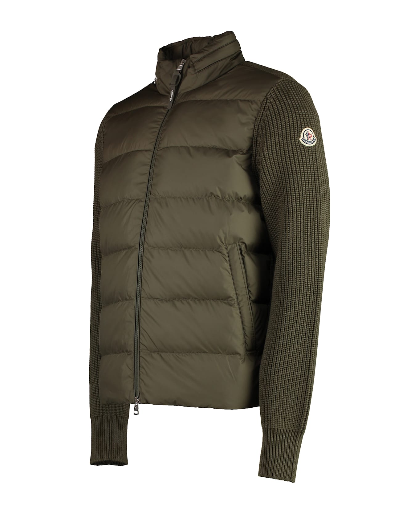 Moncler Cardigan With Padded Front Panel - green カーディガン