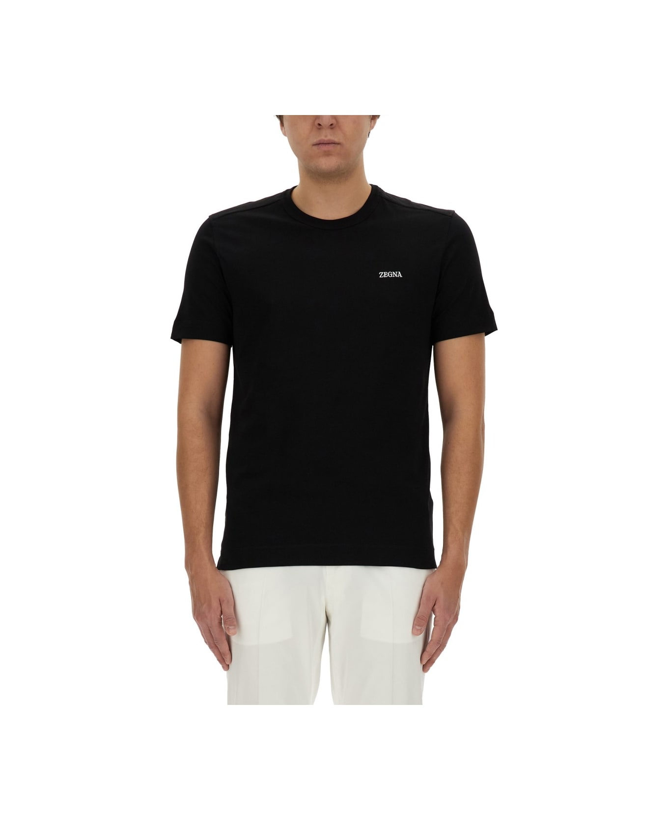 Zegna T-shirt With Logo - BLACK