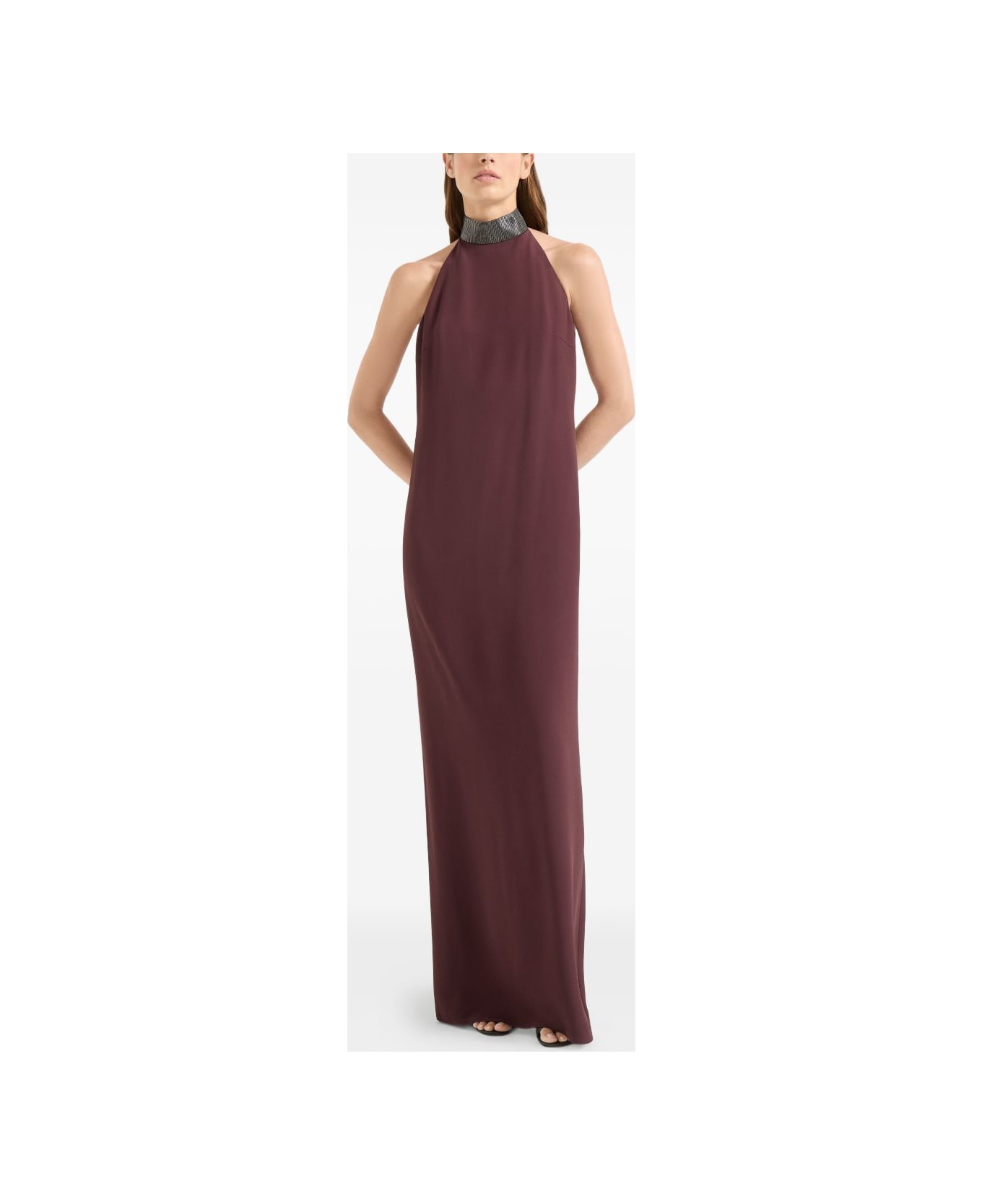 Brunello Cucinelli Silk Blend Maxi Dress - Bordeaux
