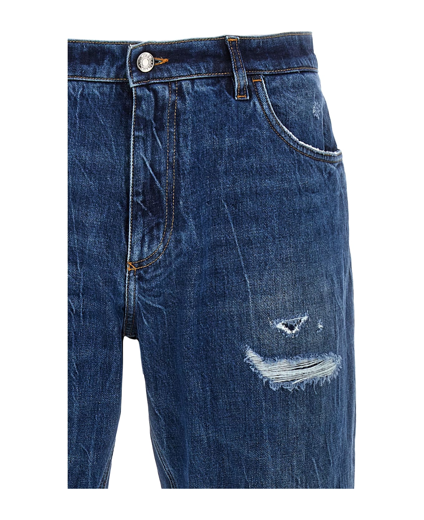 Dolce 
Gabbana Logo Embroidery Jeans - Blue