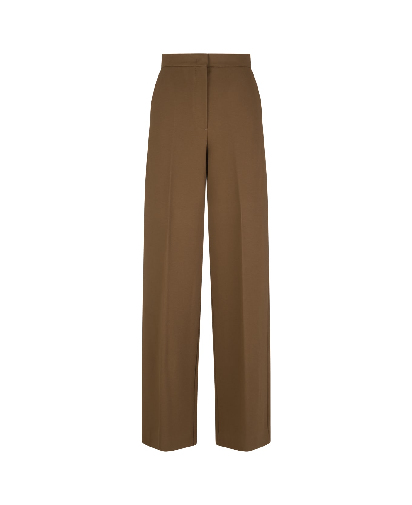 Max Mara Woman Tronto Trousers In Brown Viscose Jersey - Cuoio