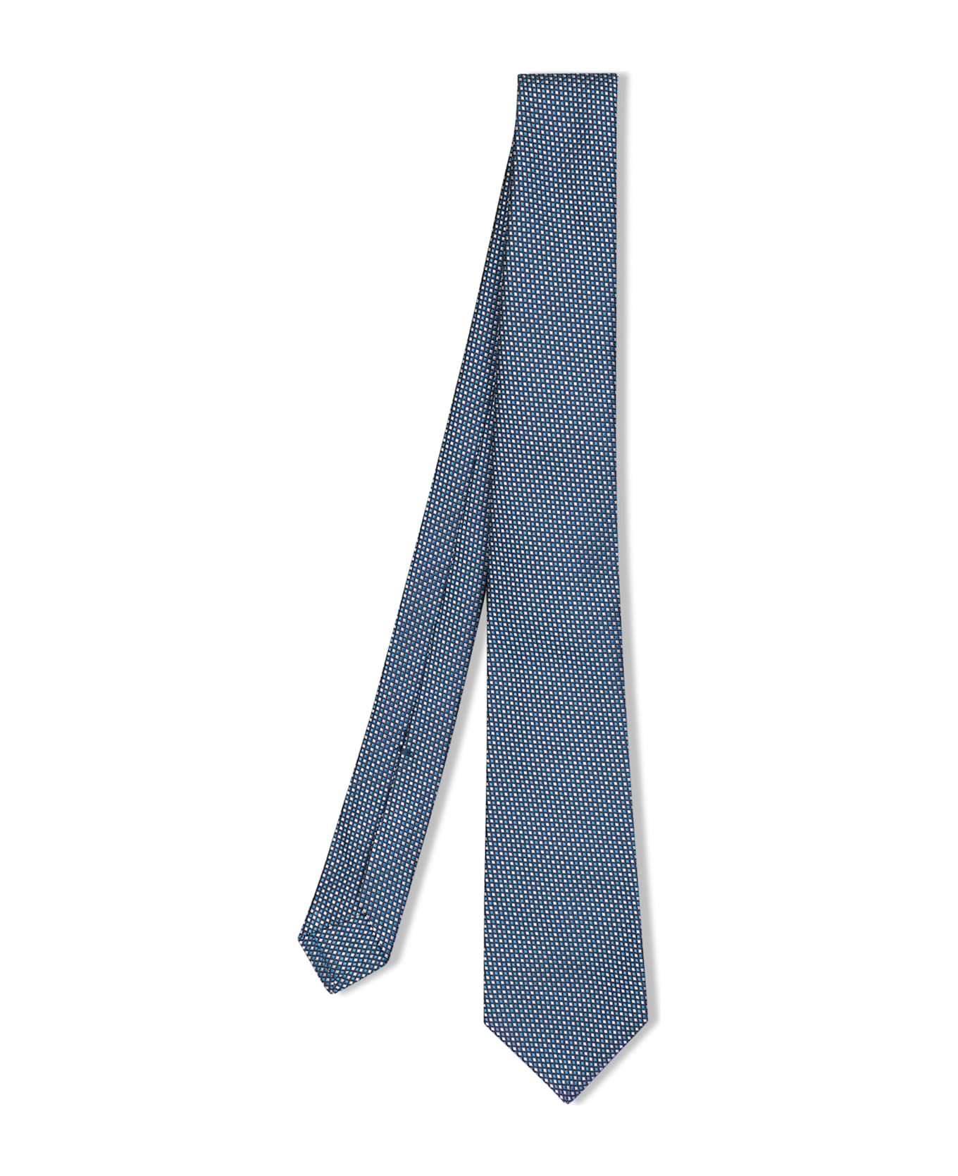 Kiton Micro Pattern Tie Beige/blue - Blue