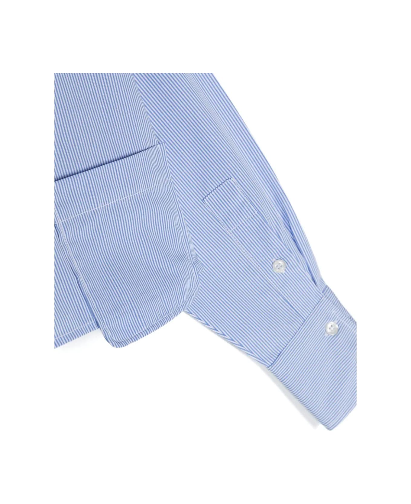Aspesi Striped Crop Shirt - Light blue シャツ