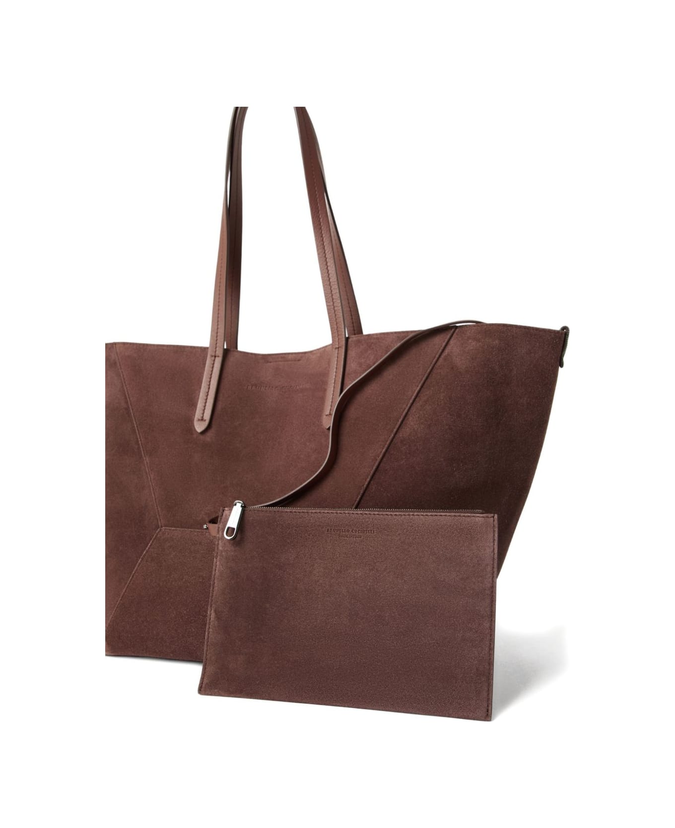 Brunello Cucinelli Suede Leather Shopping Bag - Bordeaux