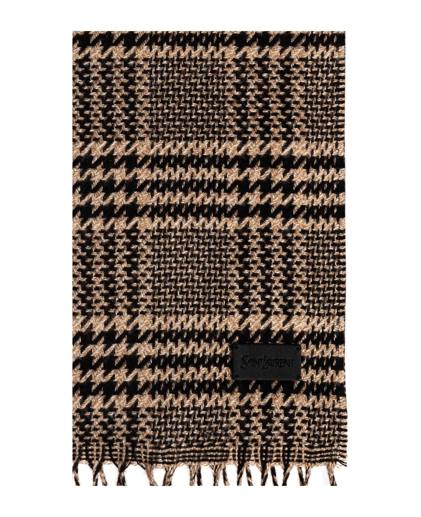 Saint Laurent Silk-cashmere Checked Scarf - BLACK
