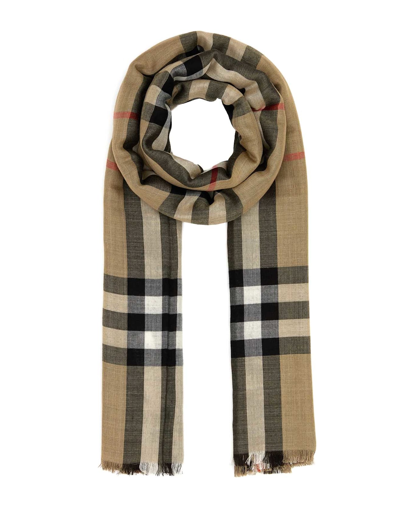 Burberry Embroidered Wool Blend Scarf - SANDVOLEBROWN