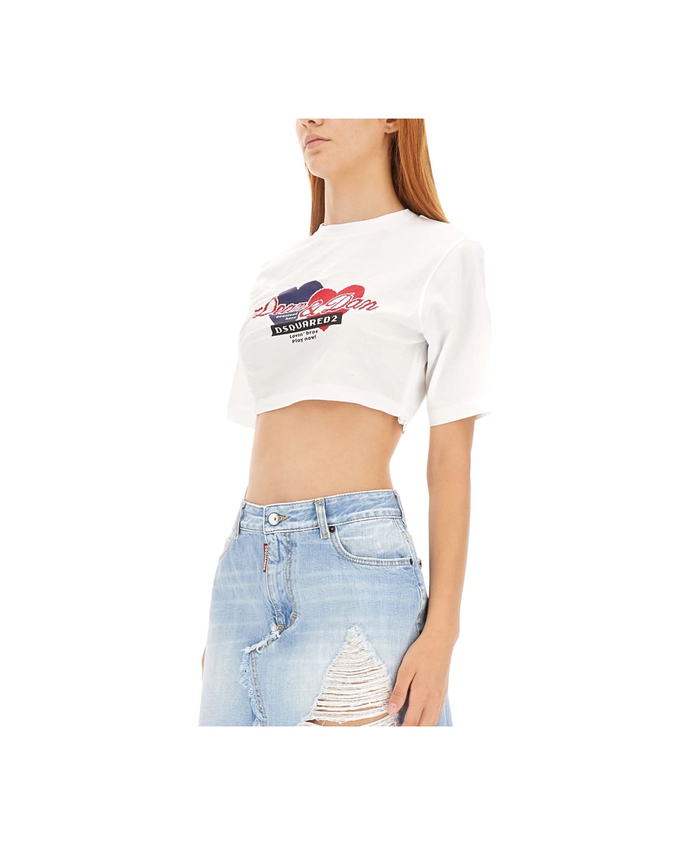 Dsquared2 Cropped Fit T-shirt - WHITE Tシャツ