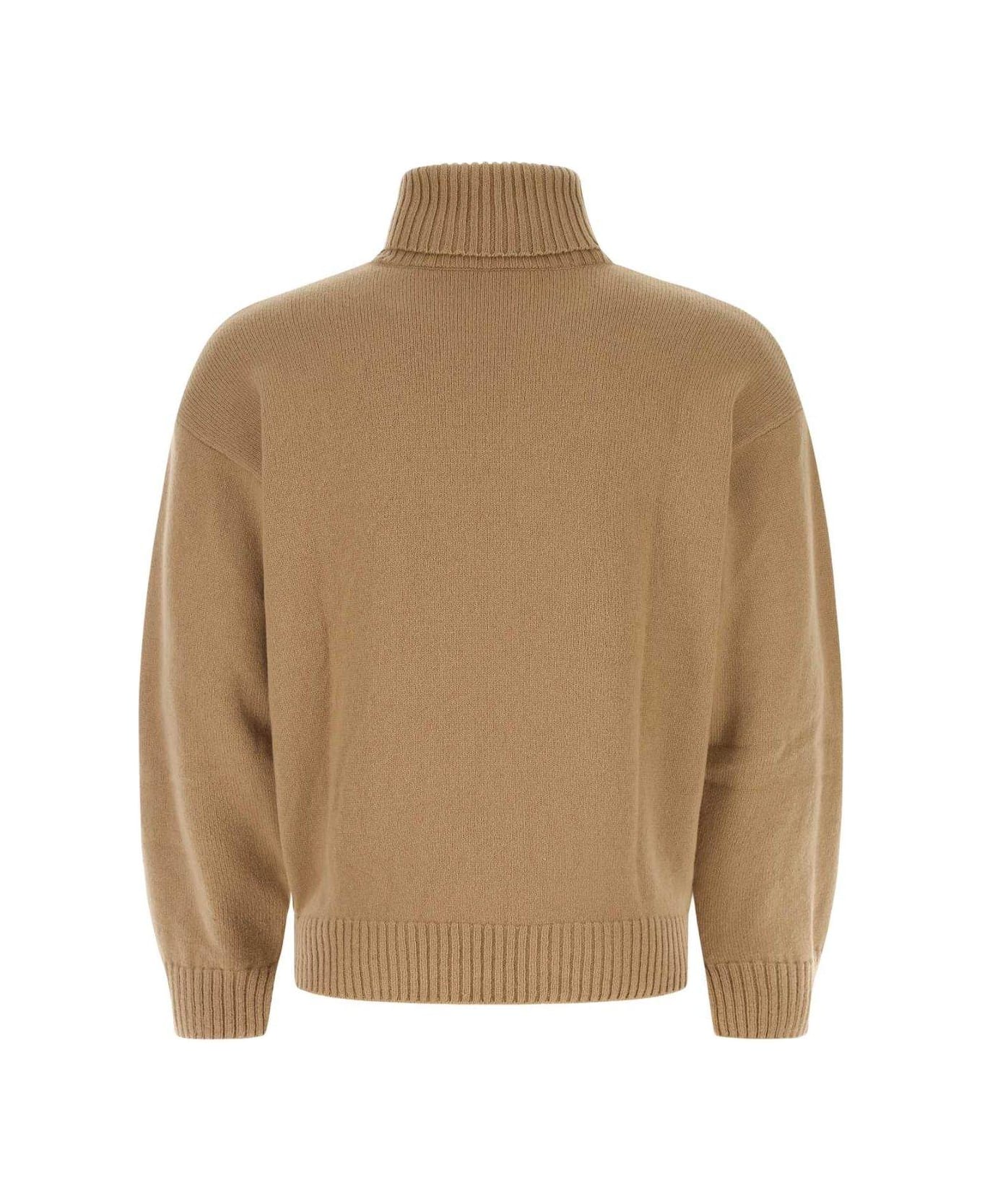 A.P.C. Drop-shoulder Roll-neck Knitted Jumper Sweater - CAMEL