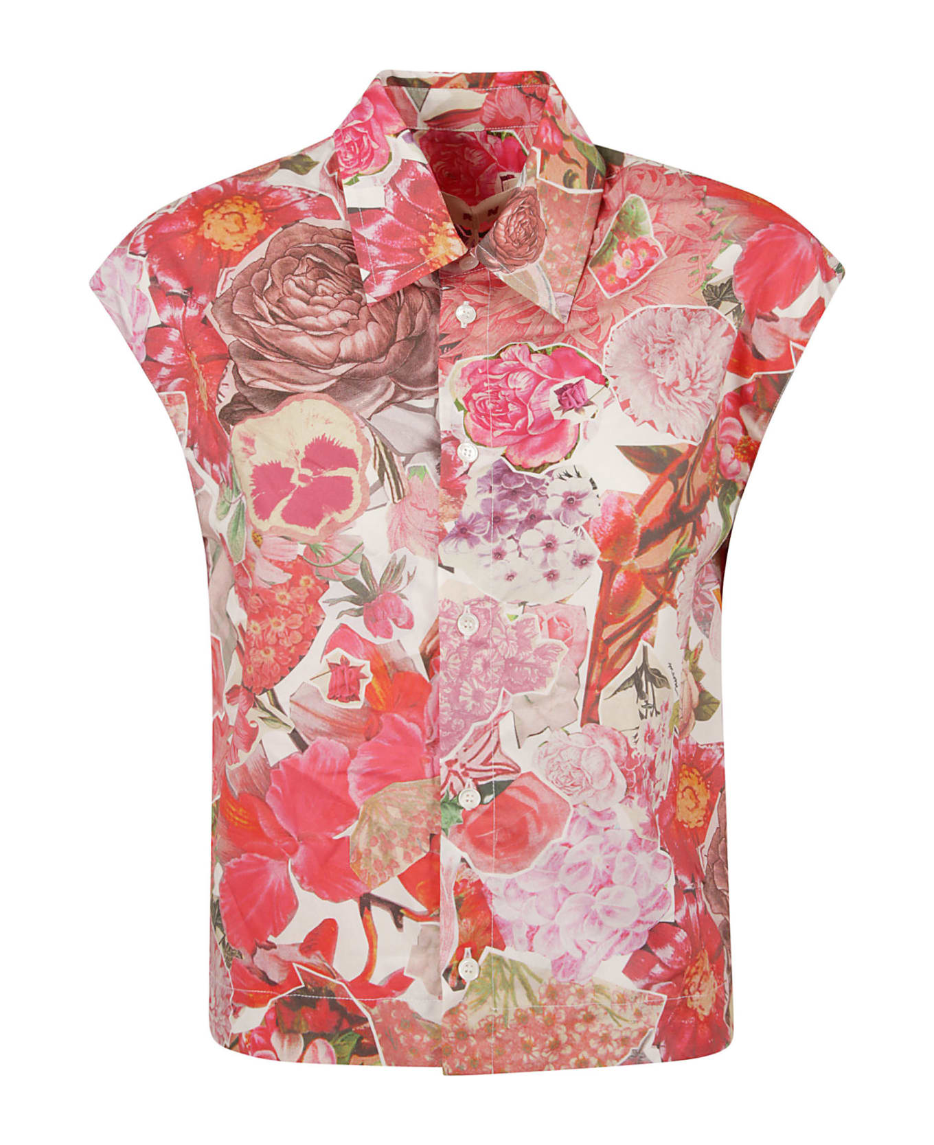 Marni Floral Capped Sleeve Shirt - Pink