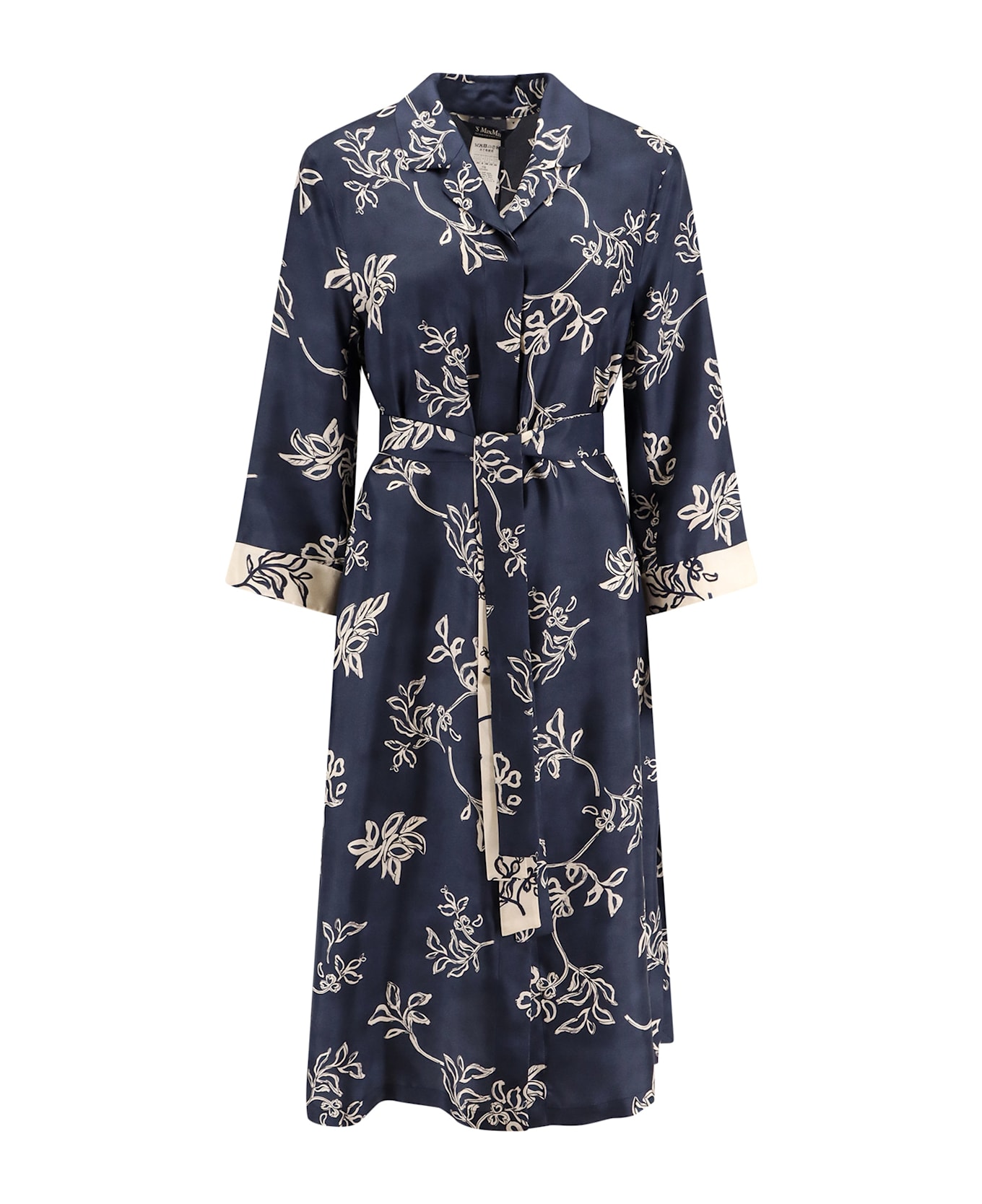 
S Max Mara Timeo Kaftan Silk Dress With Floral Print - Blue