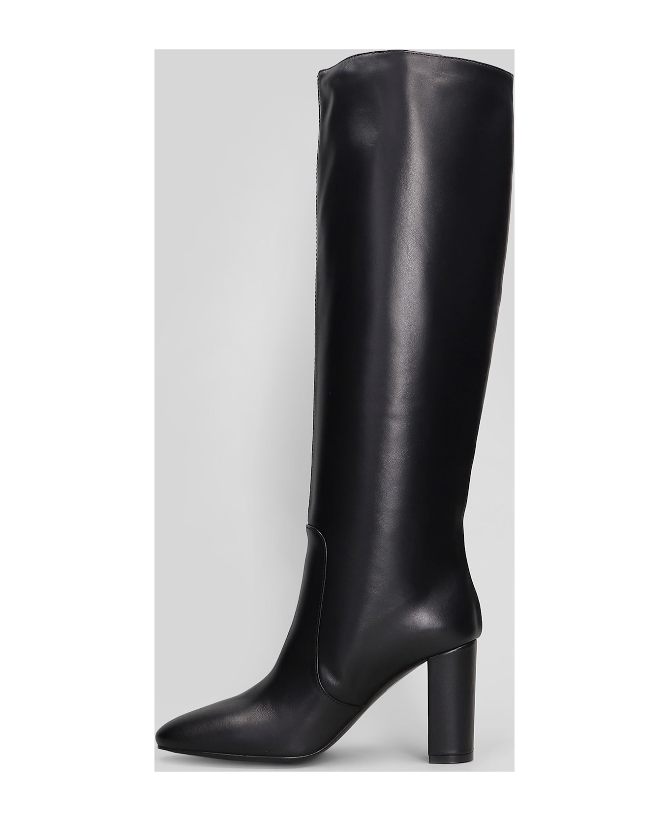 Via Roma 15 High Heels Boots In Black Leather - black