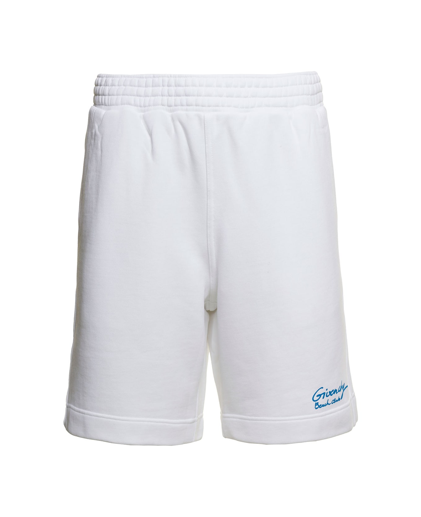 Givenchy 'la Plage' White Shorts With Logo Print In Cotton Man - White