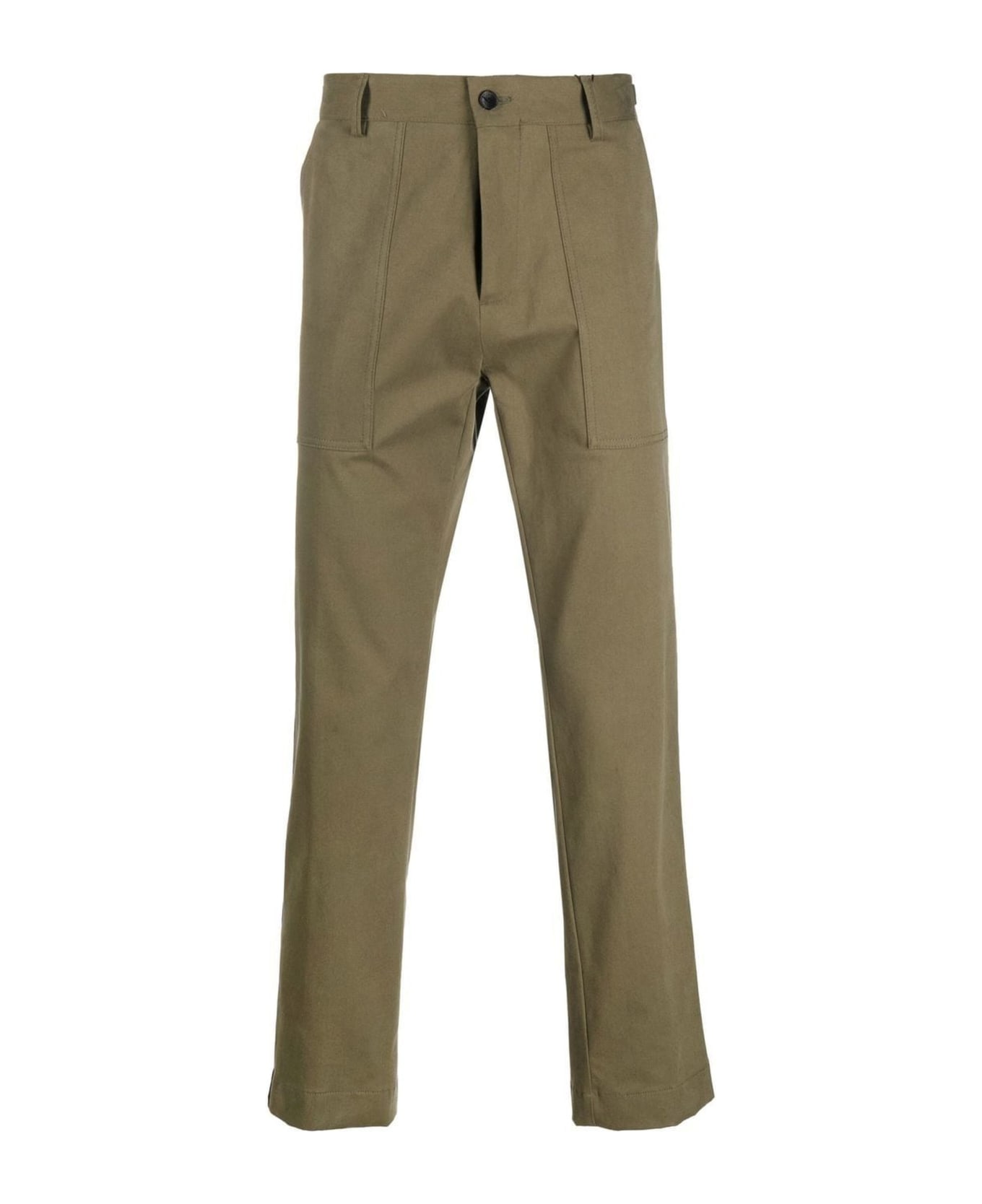 Etro Khaki Cotton Blend Trousers - Verde