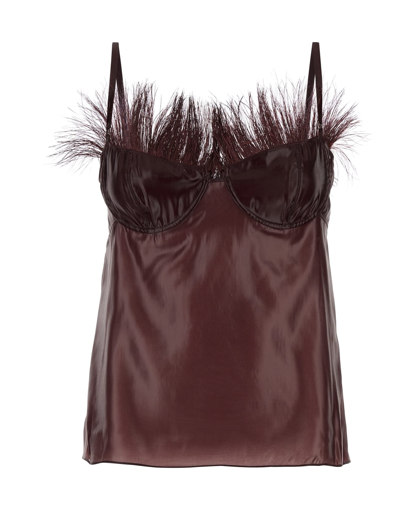 Ferragamo Burgundy Nylon Blend Top - OXBLOOD